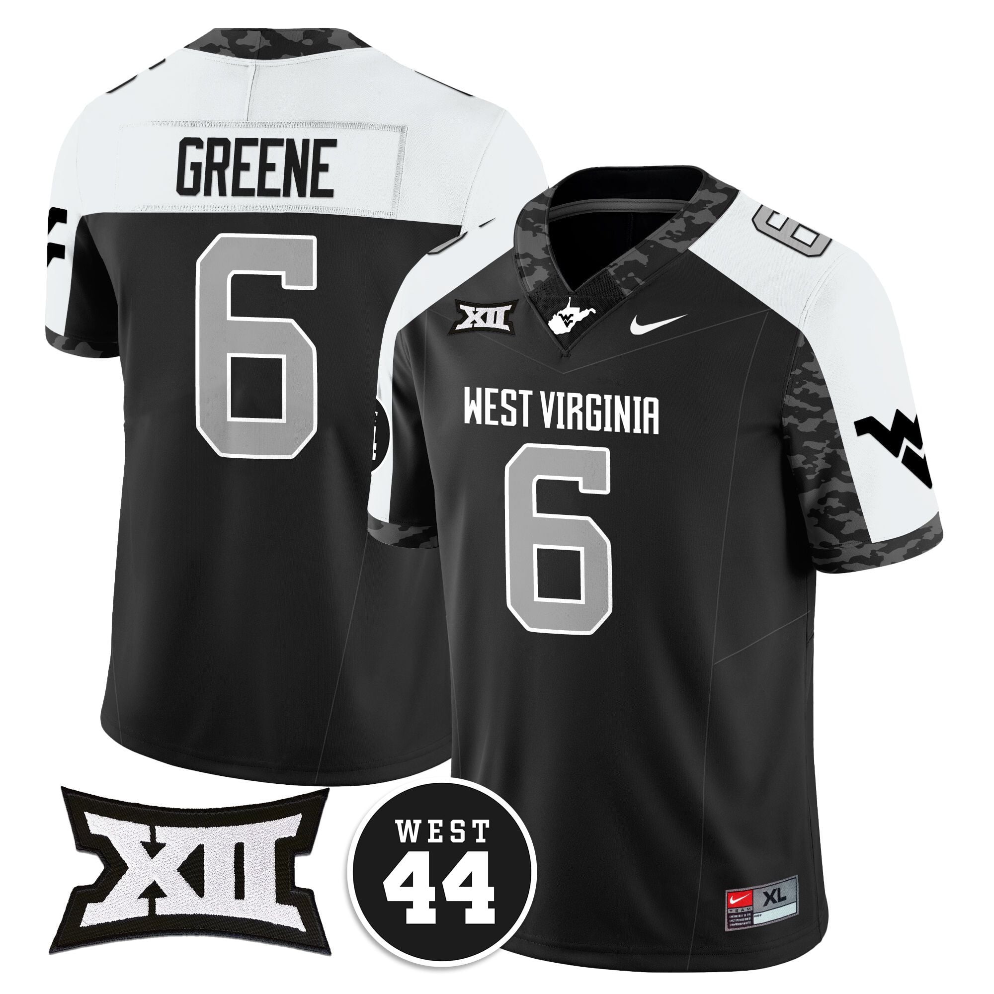 Alternative view of West Virginia #6 Jersey - Nike West Virginia #6 Greene Navy Jersey