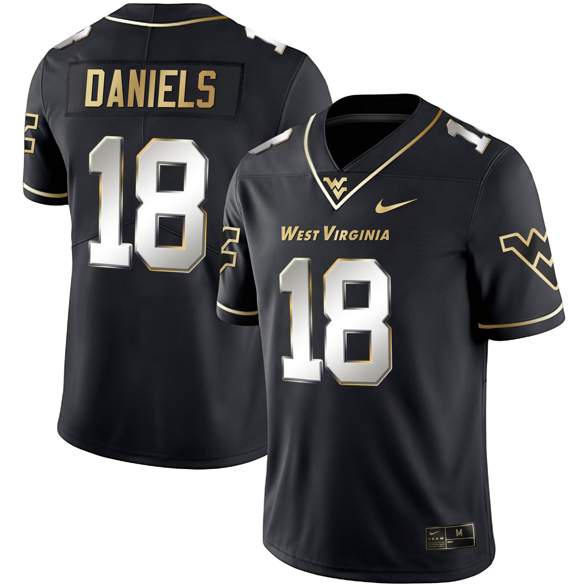 West Virginia Daniels #18 Jersey - Nike - Black & Gold