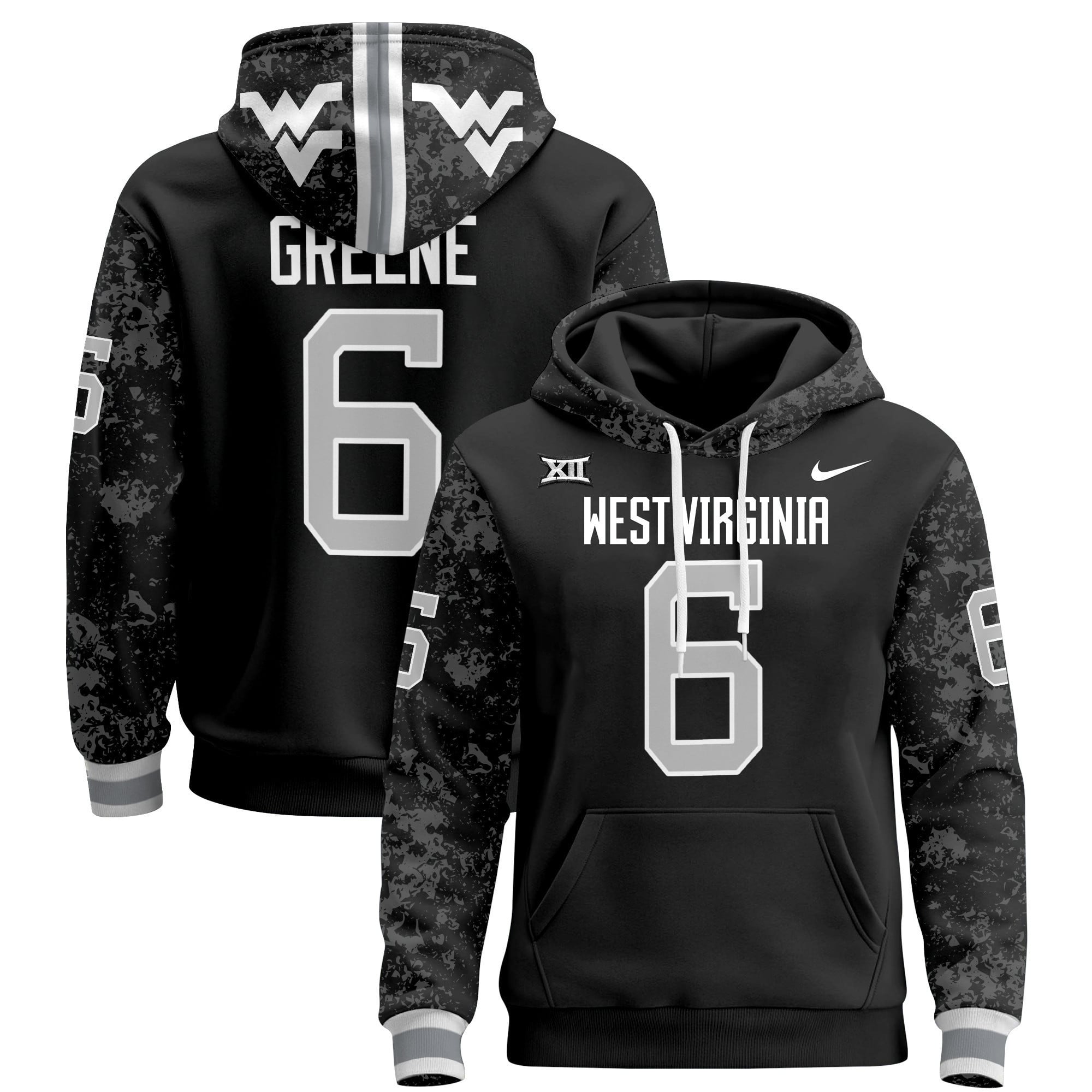 West Virginia Greene #6 Hoodie - Nike - Black Football Apparel