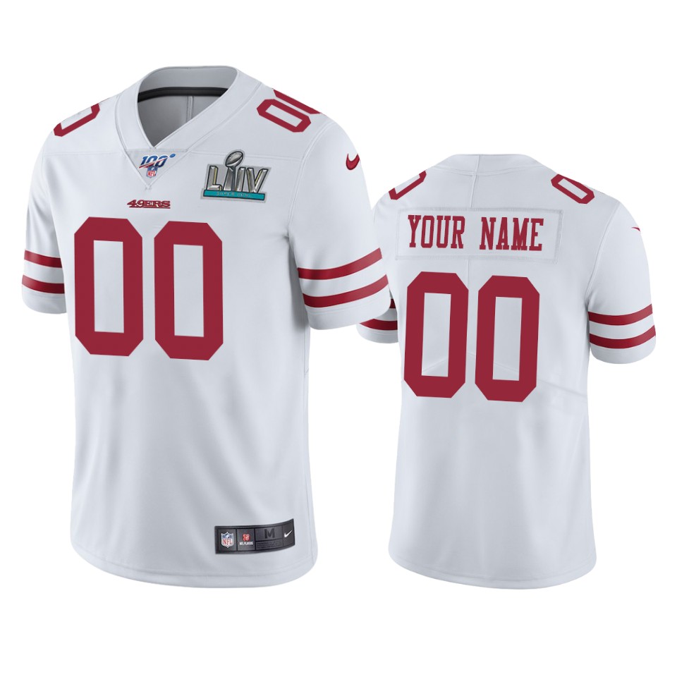 white 49ers Super Bowl LIV Jersey - 49ers Super Bowl LIV White Custom