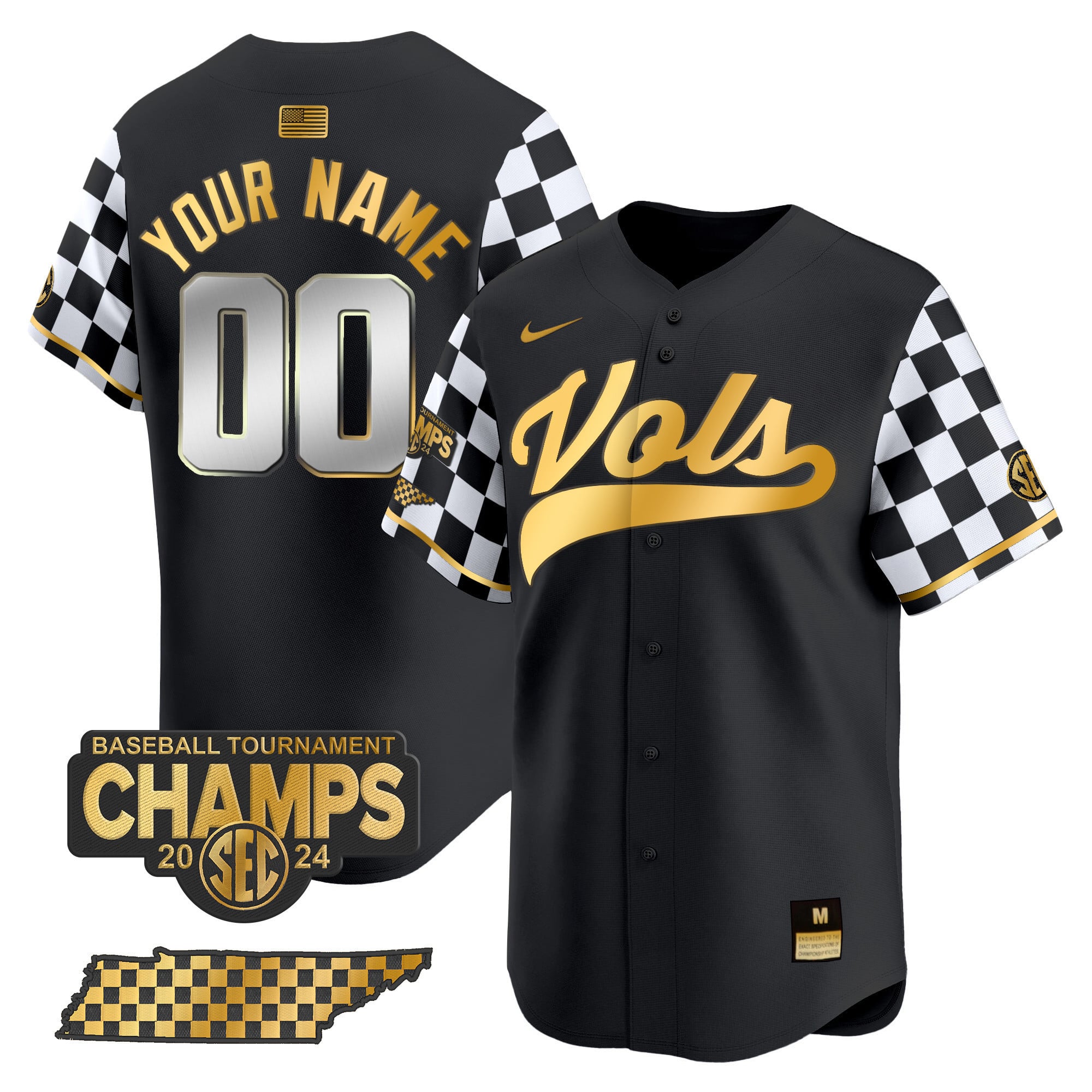 Alternative view of white checkered Nike Vols Baseball Jersey - Nike Vols Baseball Jersey