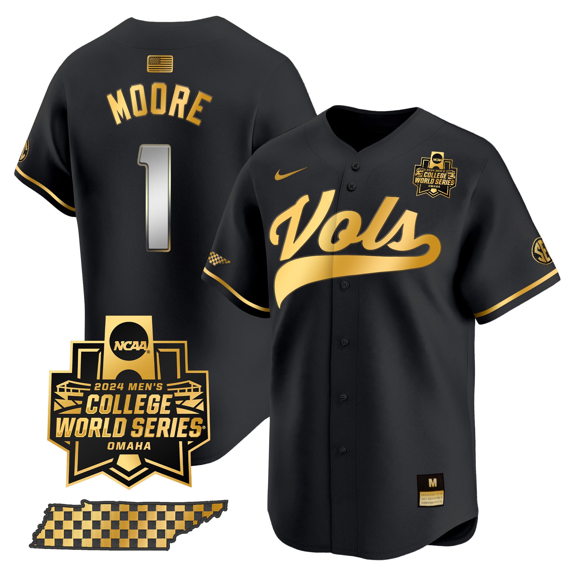 Alternative view of white gold Nike Vols Baseball Jersey - Nike Vols Baseball Jersey