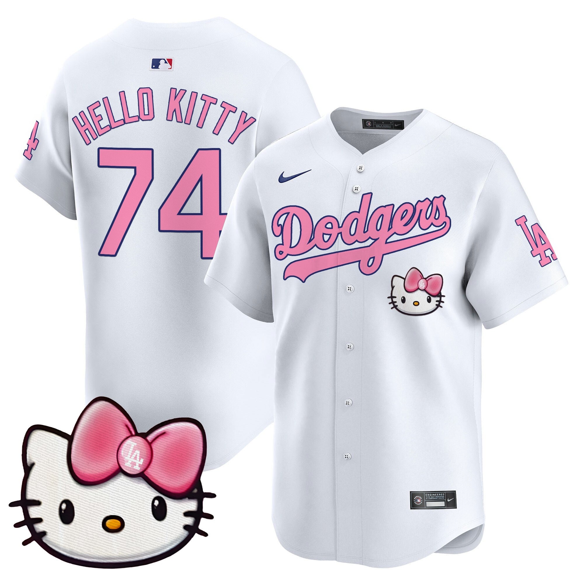 white Nike Dodgers Hello Kitty Jersey - Nike Dodgers Hello Kitty