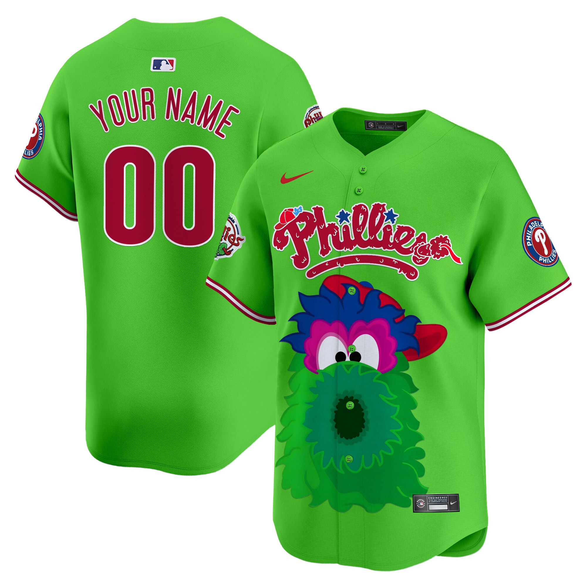 Alternative view of white Nike Phillies Phanatic Jersey - Nike Phillies Phanatic Jersey