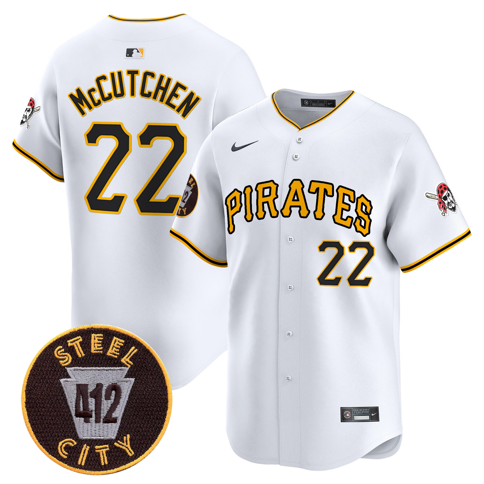 Alternative view of white Nike Pirates Reynolds #10 Jersey - Nike Pirates Reynolds #10