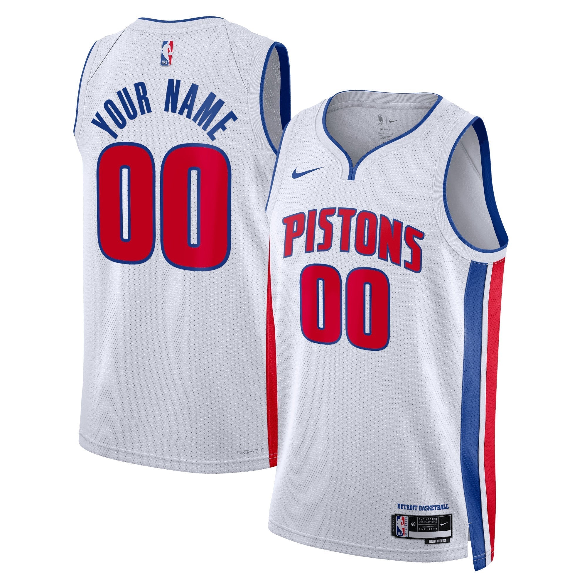 white Nike Pistons Custom Jersey - Nike Pistons Custom Jersey - White