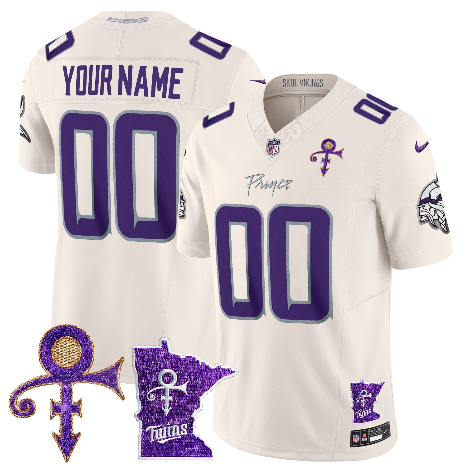 Alternative view of white Nike Vikings Prince Jersey - Nike Vikings Prince Jersey - White