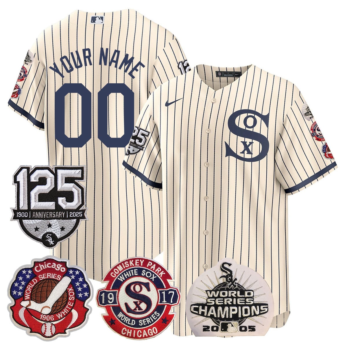 Alternative view of White Sox 125th Anniversary Jersey - Nike - Custom Edition