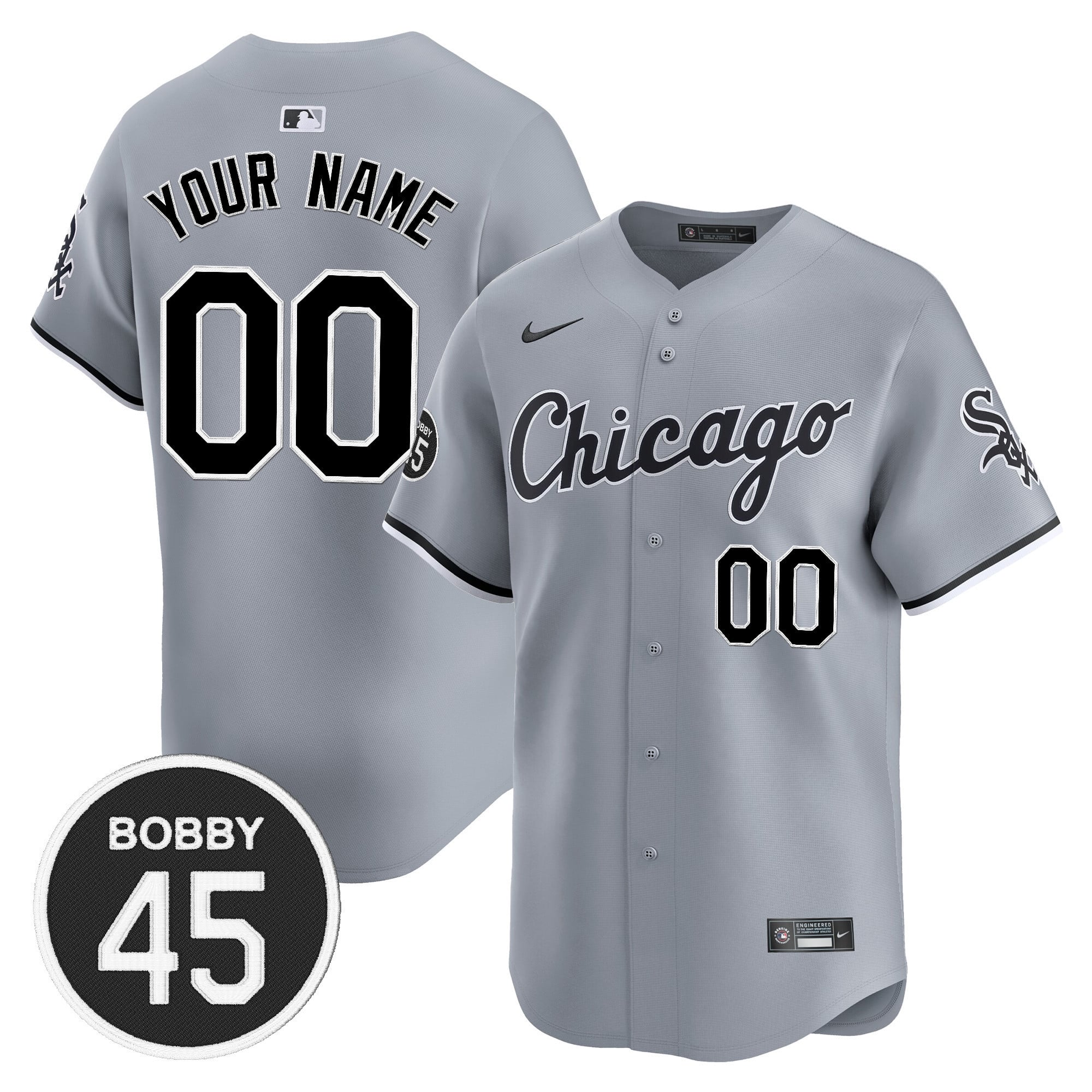 Alternative view of White Sox Custom Pinstripe Jersey - Nike - Personalized