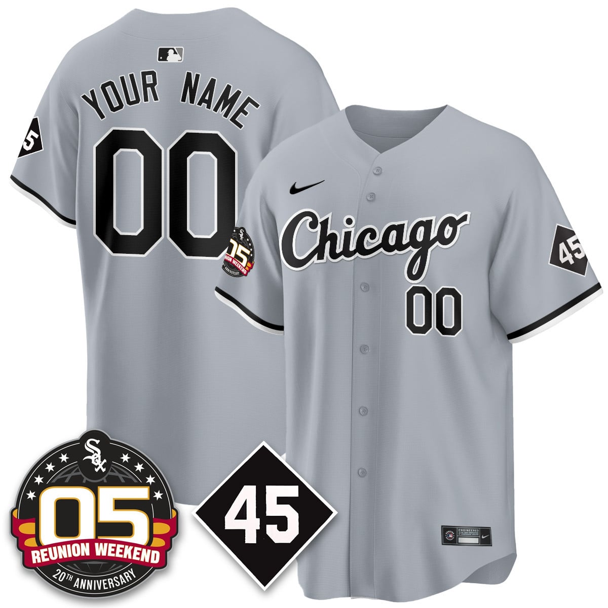 White Sox Grey Reunion Jersey - Nike Chicago White Sox Grey Custom