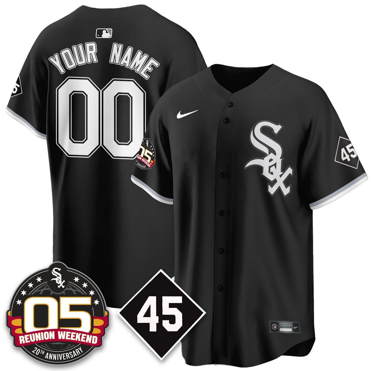 Alternative view of White Sox Grey Reunion Jersey - Nike Chicago White Sox Grey Custom