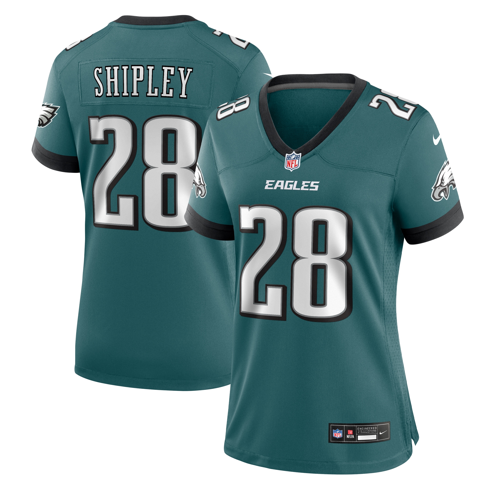Will Shipley Philadelphia Eagles Women's Team Game Jersey - Midnight Green