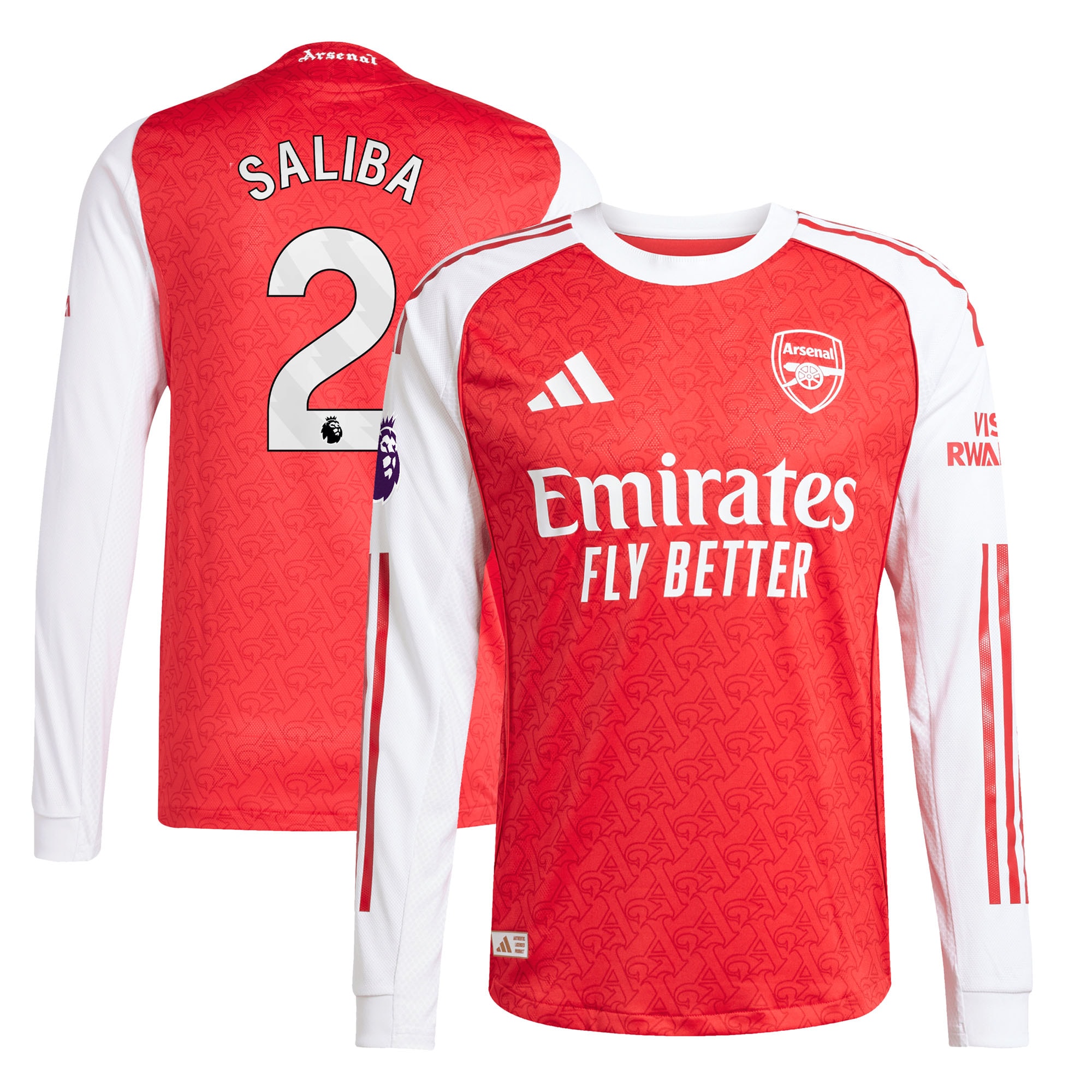 William Saliba Arsenal 2025/26 Home Long Sleeve Player Jersey