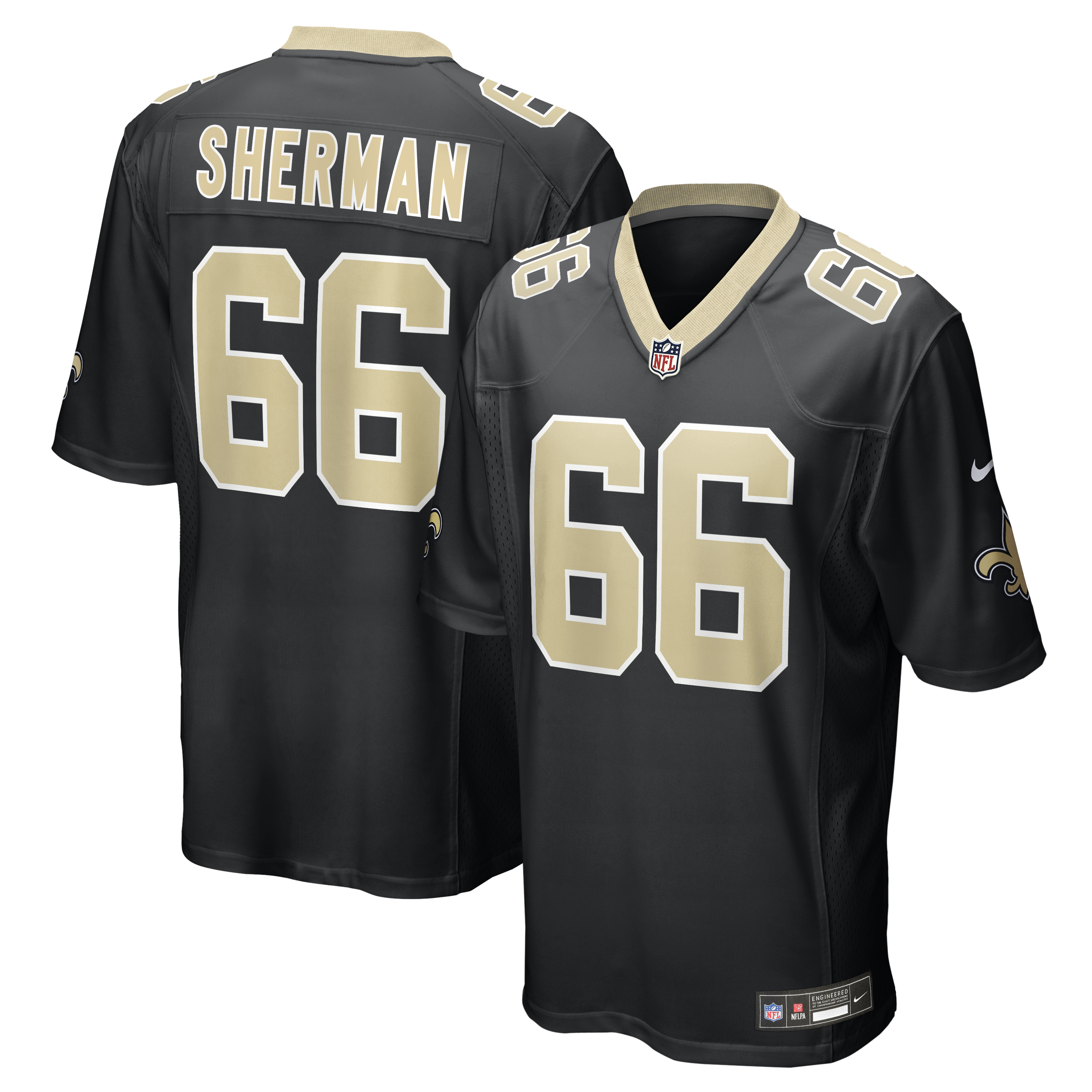 William Sherman New Orleans Saints Team Game Jersey - Black