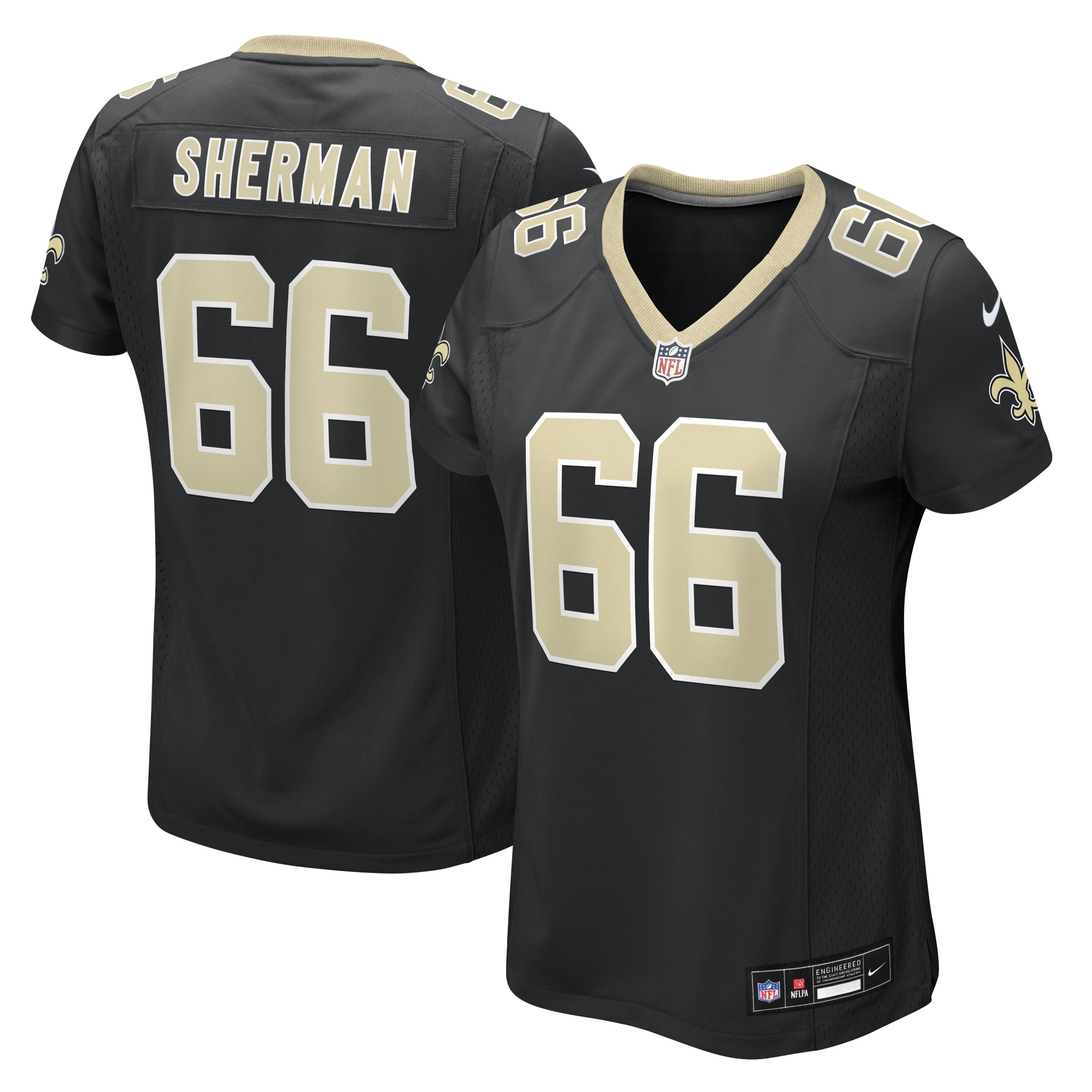 William Sherman New Orleans Saints Women's Team Game Jersey - Black