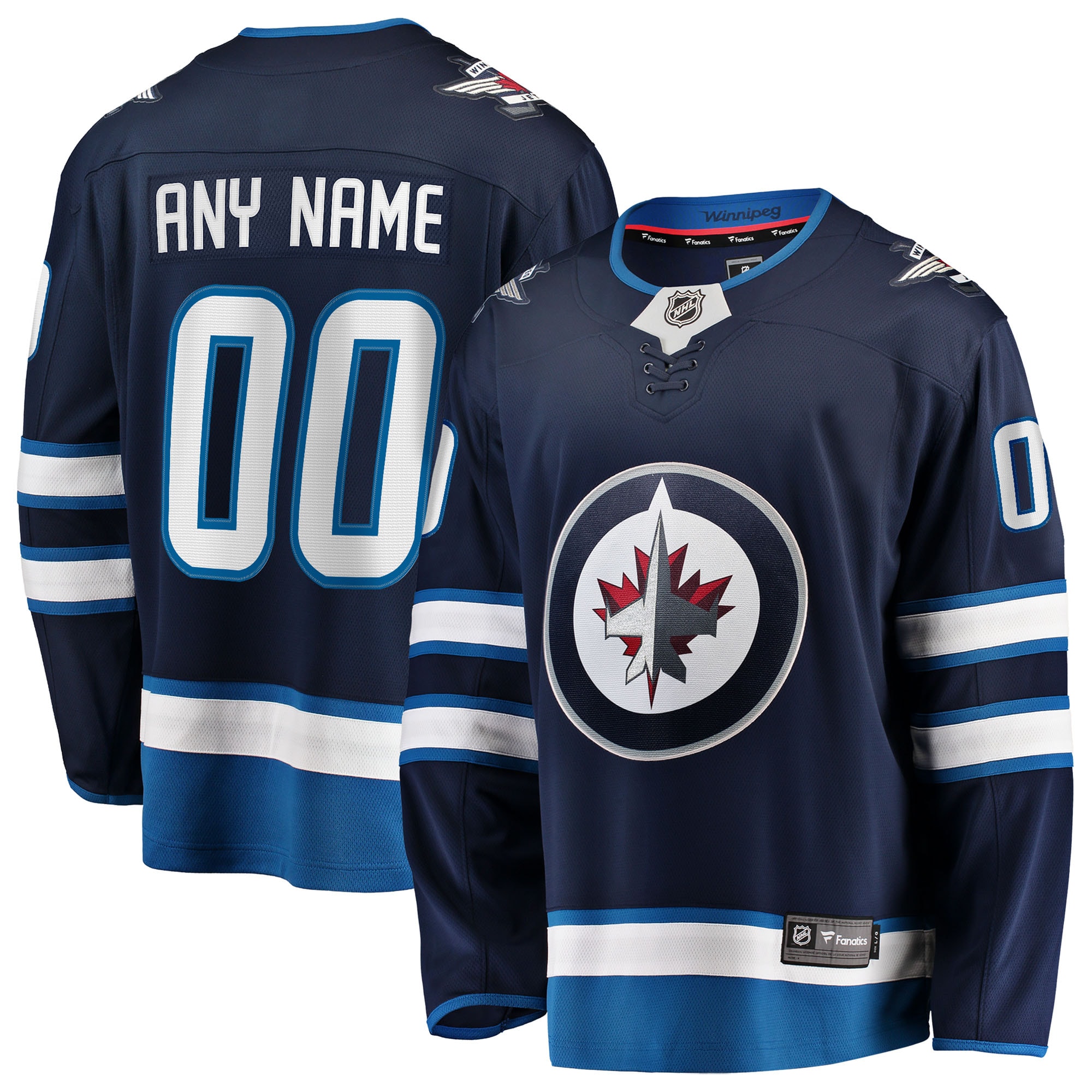Winnipeg Jets Fanatics Home Breakaway Custom Jersey - Blue