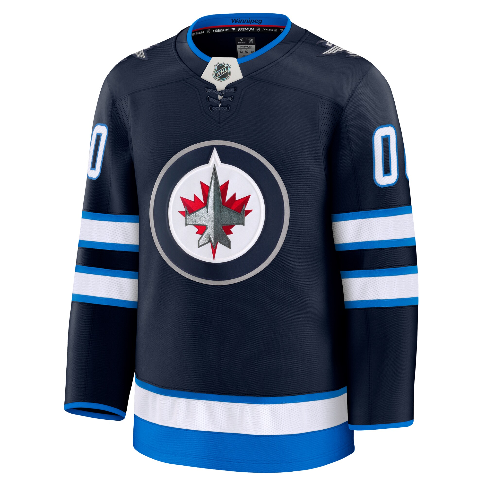 Alternative view of Winnipeg Jets Navy Blue Jersey - Fanatics - Customizable