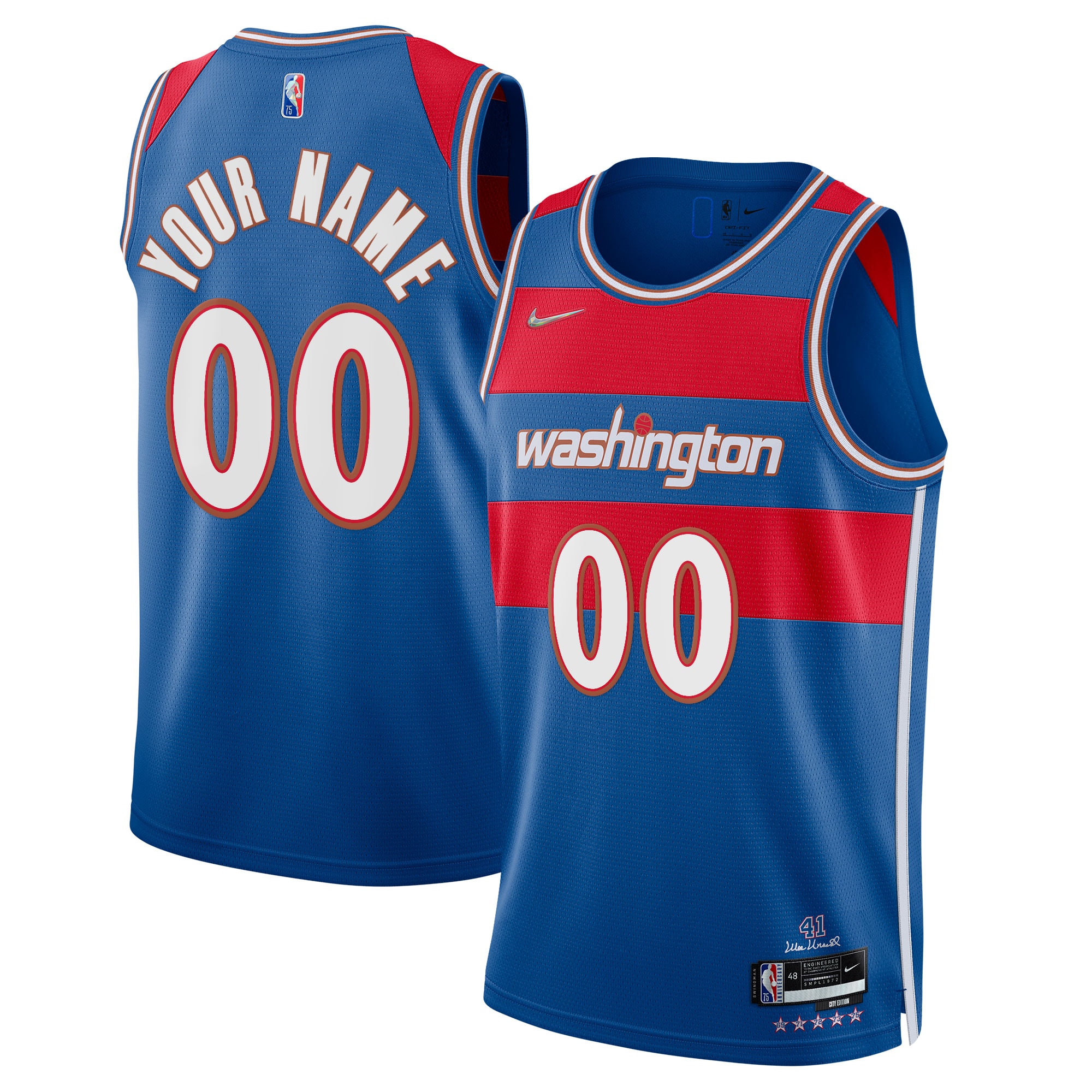 Wizards Blue Custom Jersey - Nike Wizards Blue Jersey - Custom Name &