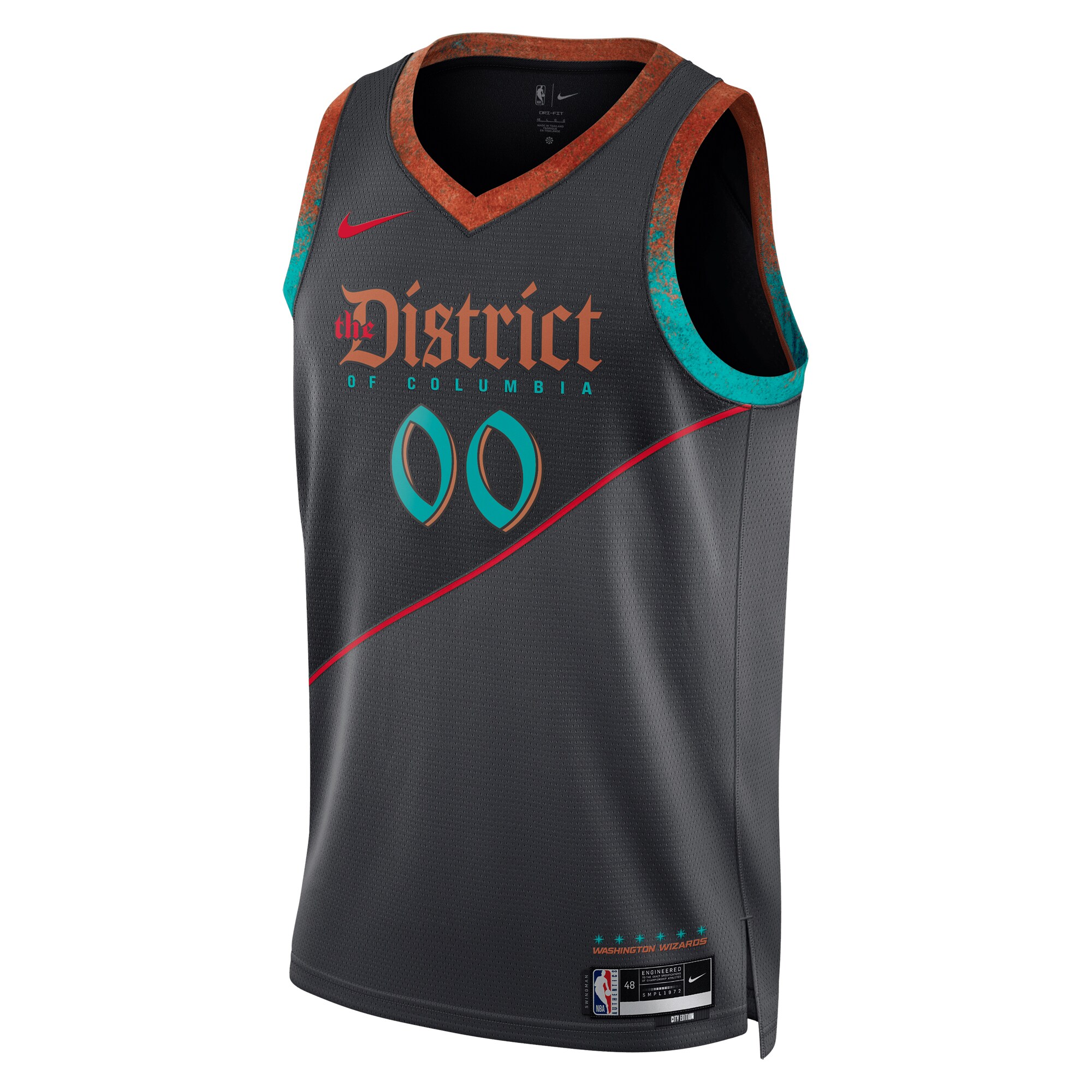 Alternative view of Wizards Gray Custom Jersey - Wizards Nike Gray Custom Jersey - City