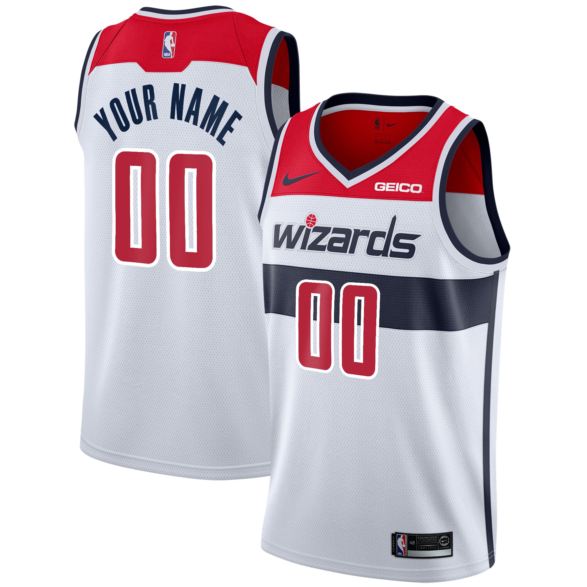 Alternative view of Wizards White Custom Jersey nike - Nike Wizards White Jersey - Custom