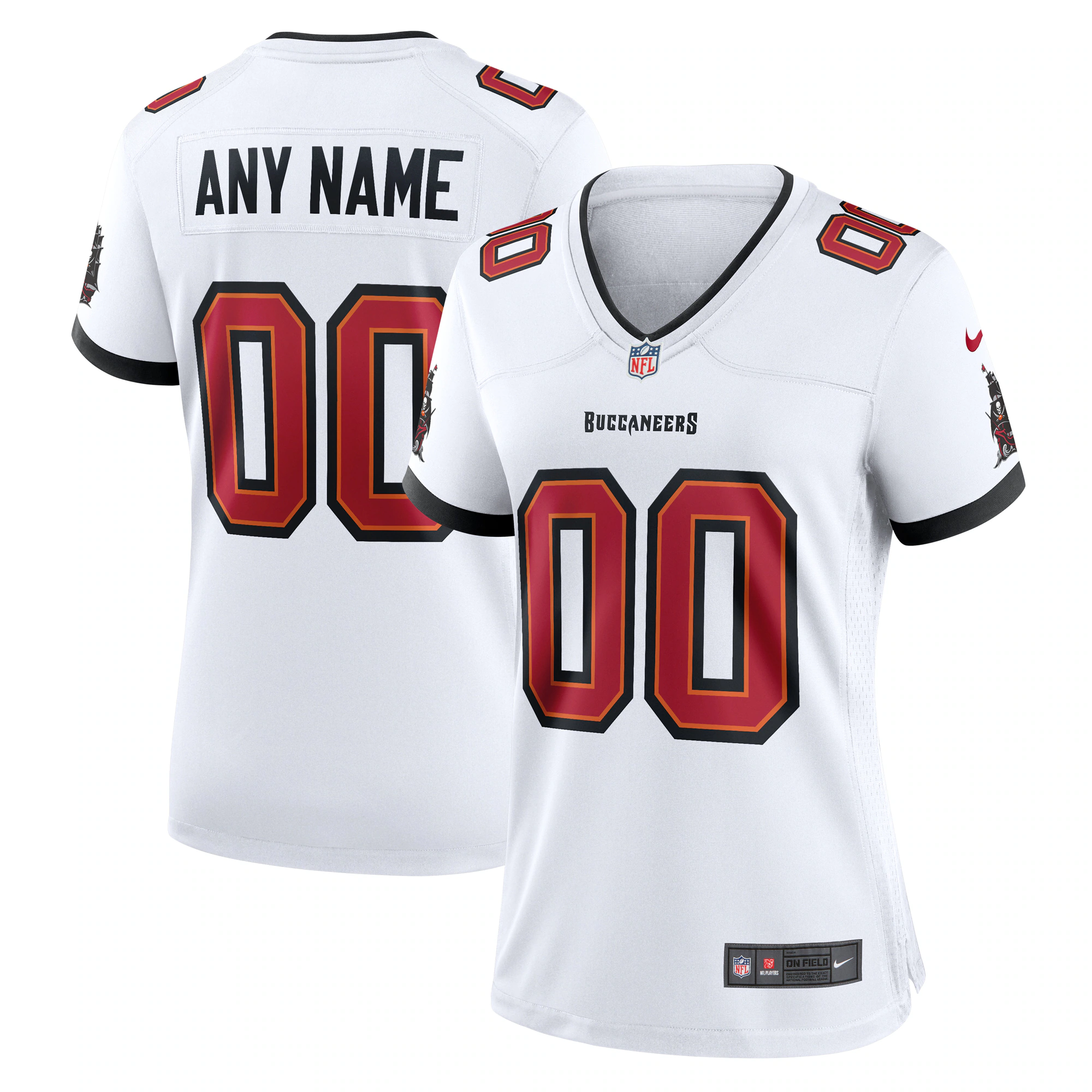 Alternative view of Women’s Buccaneers White Jersey - Nike Women’s Buccaneers White Custom