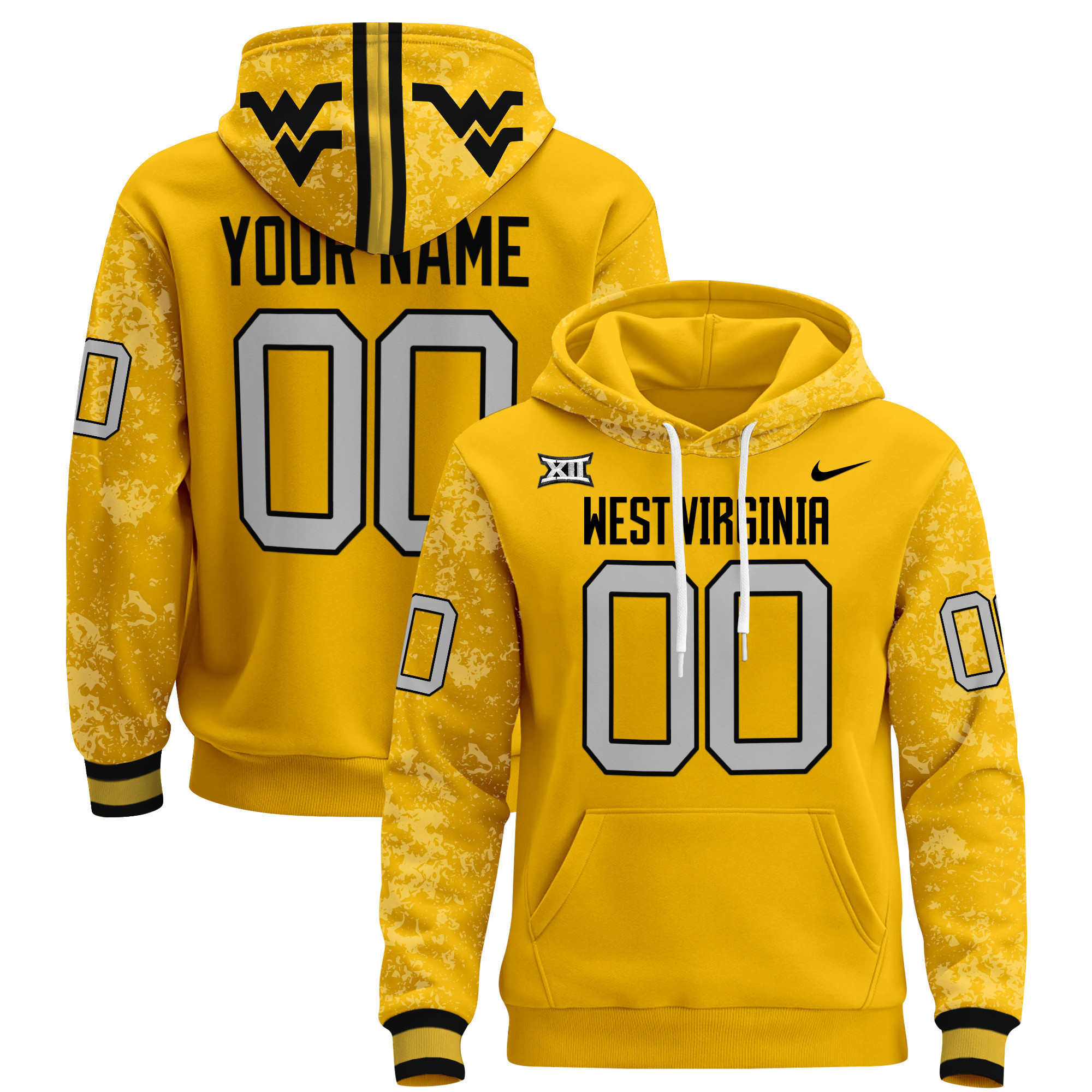 Alternative view of WVU Black Personalized Hoodie - Nike West Virginia Mountaineers Black