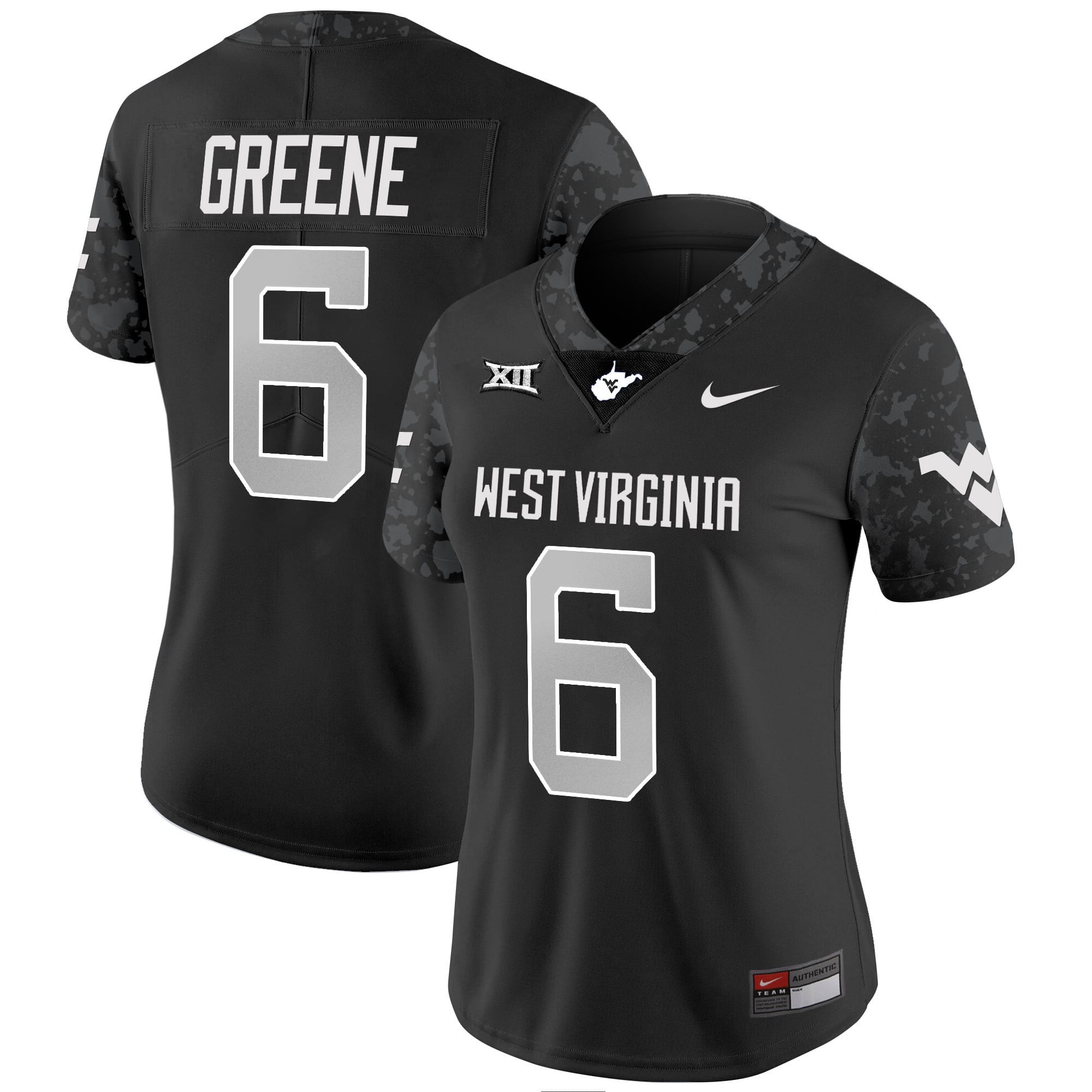 WVU Greene Black Jersey - Nike West Virginia #6 Greene Jersey - Black