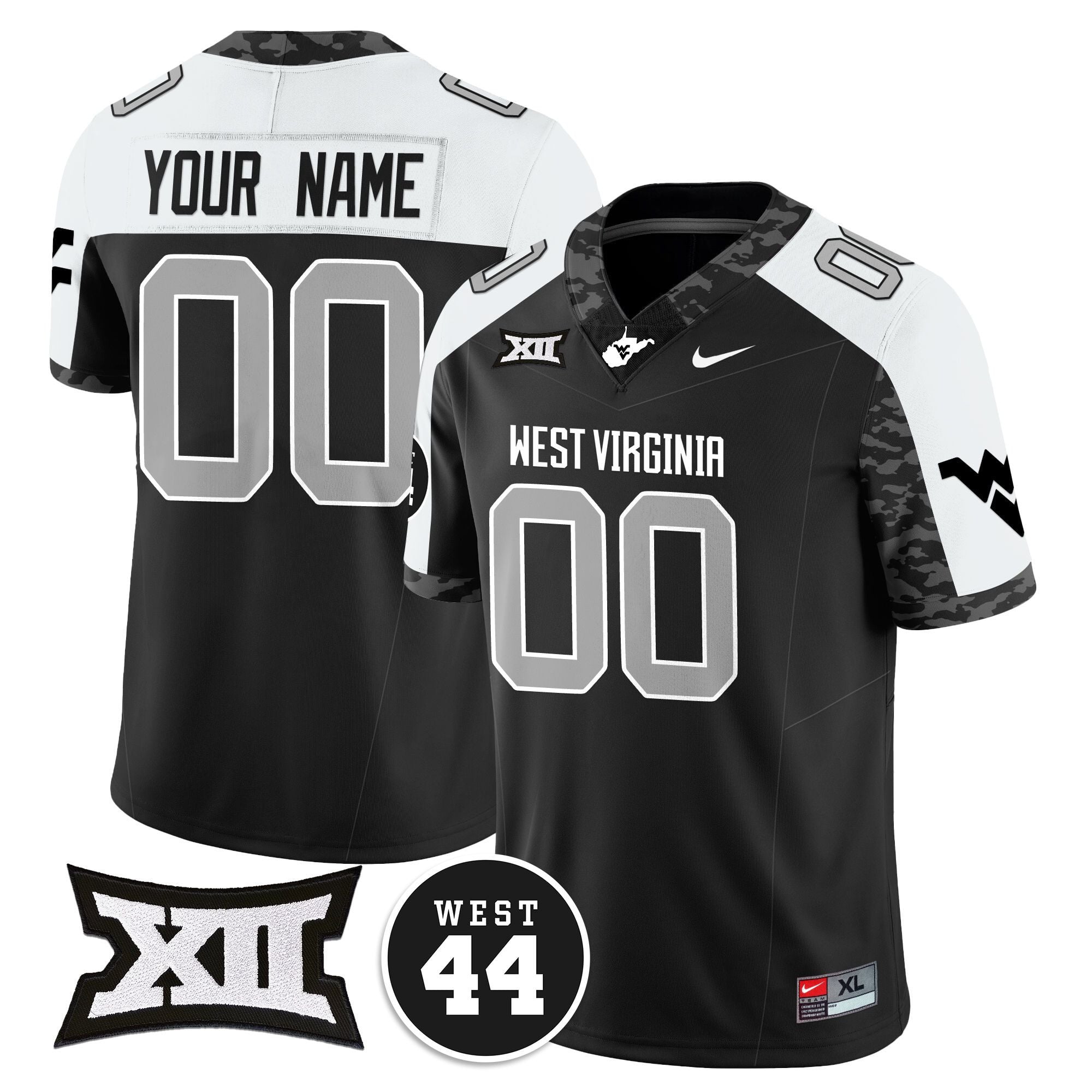 WVU Mountaineers Black Jersey - Nike West Virginia Mountaineers Black