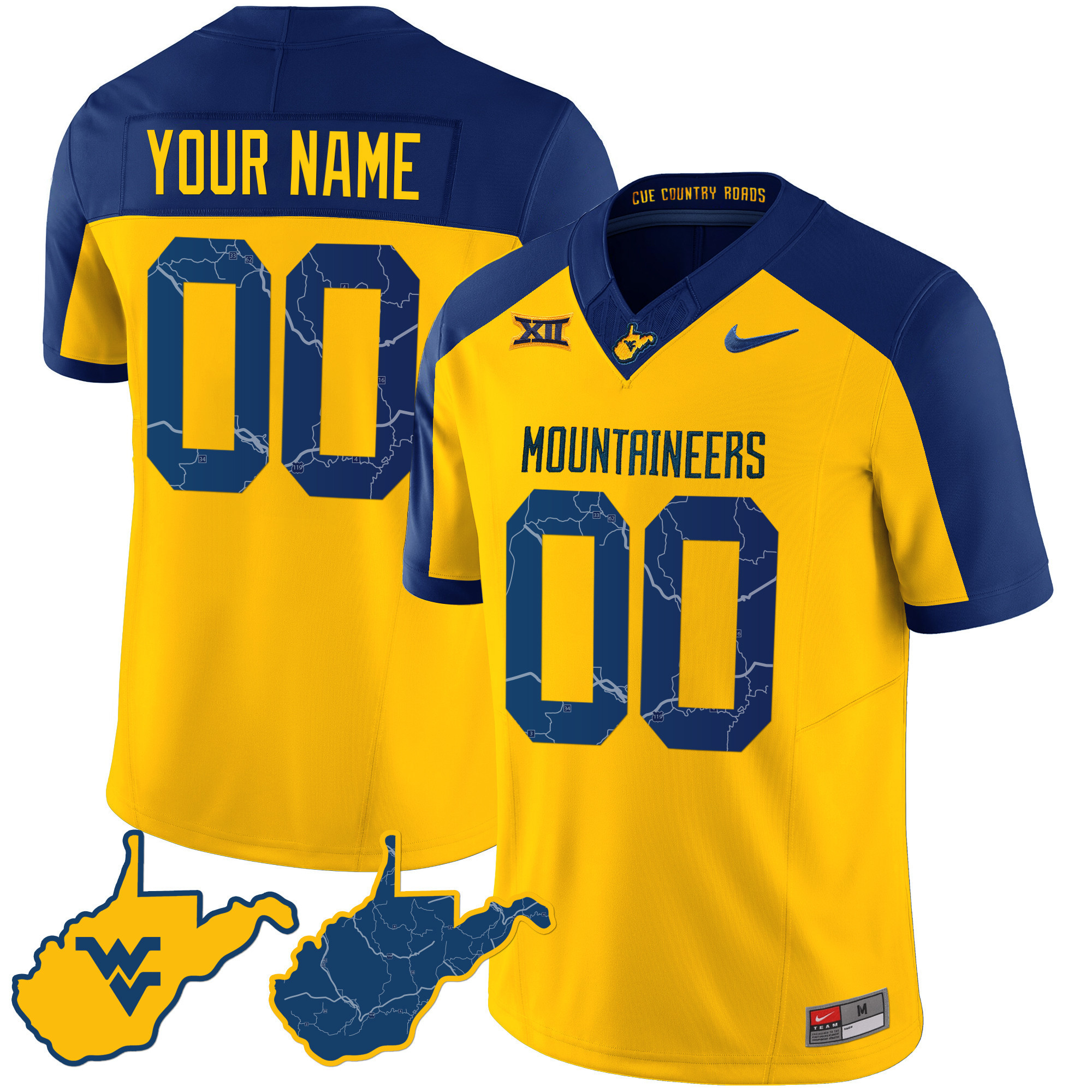 Alternative view of WVU Mountaineers Nike Jersey - Nike West Virginia Mountaineers Jersey