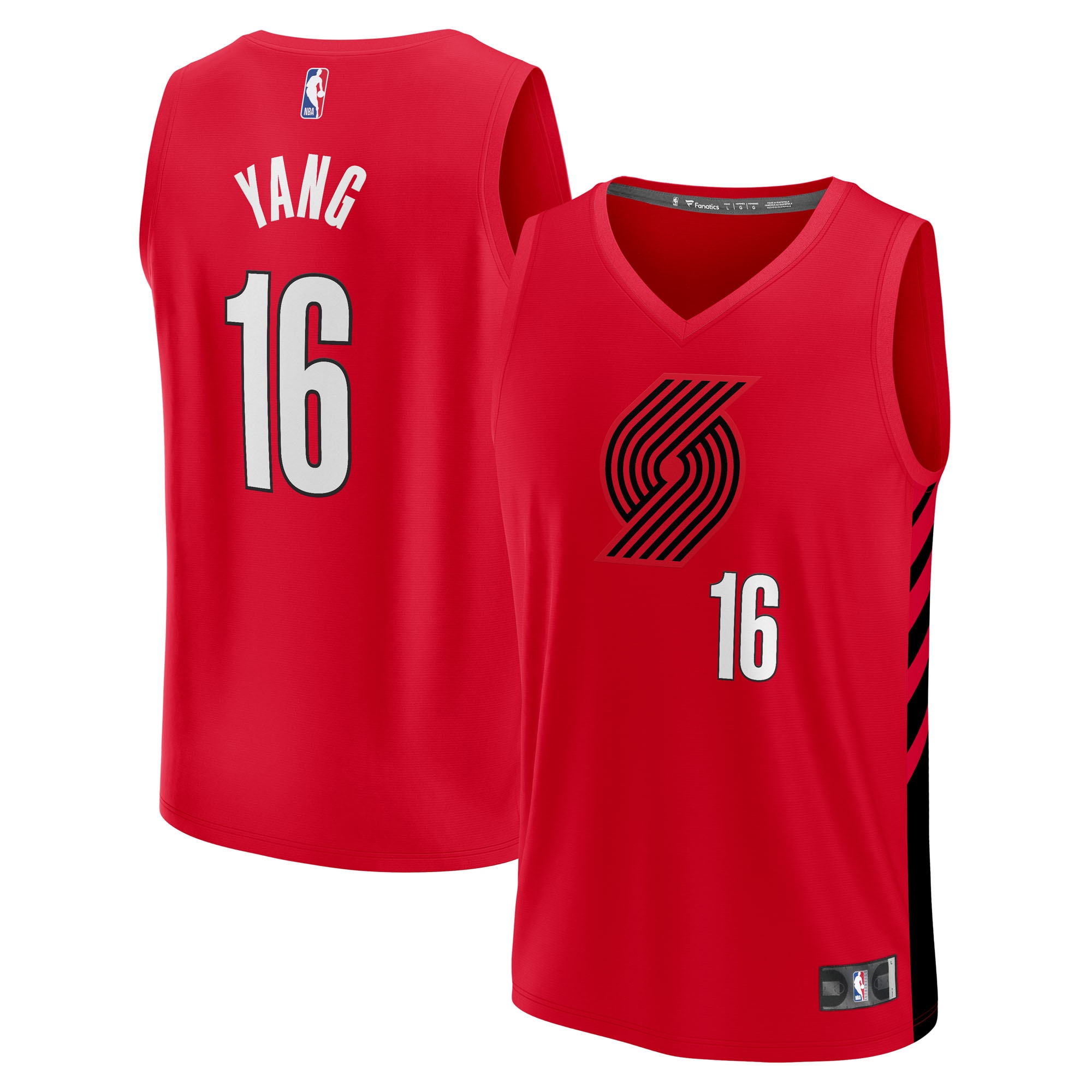 Yang Hansen Portland Trail Blazers Fanatics Fast Break Jersey - Red - Statement Edition