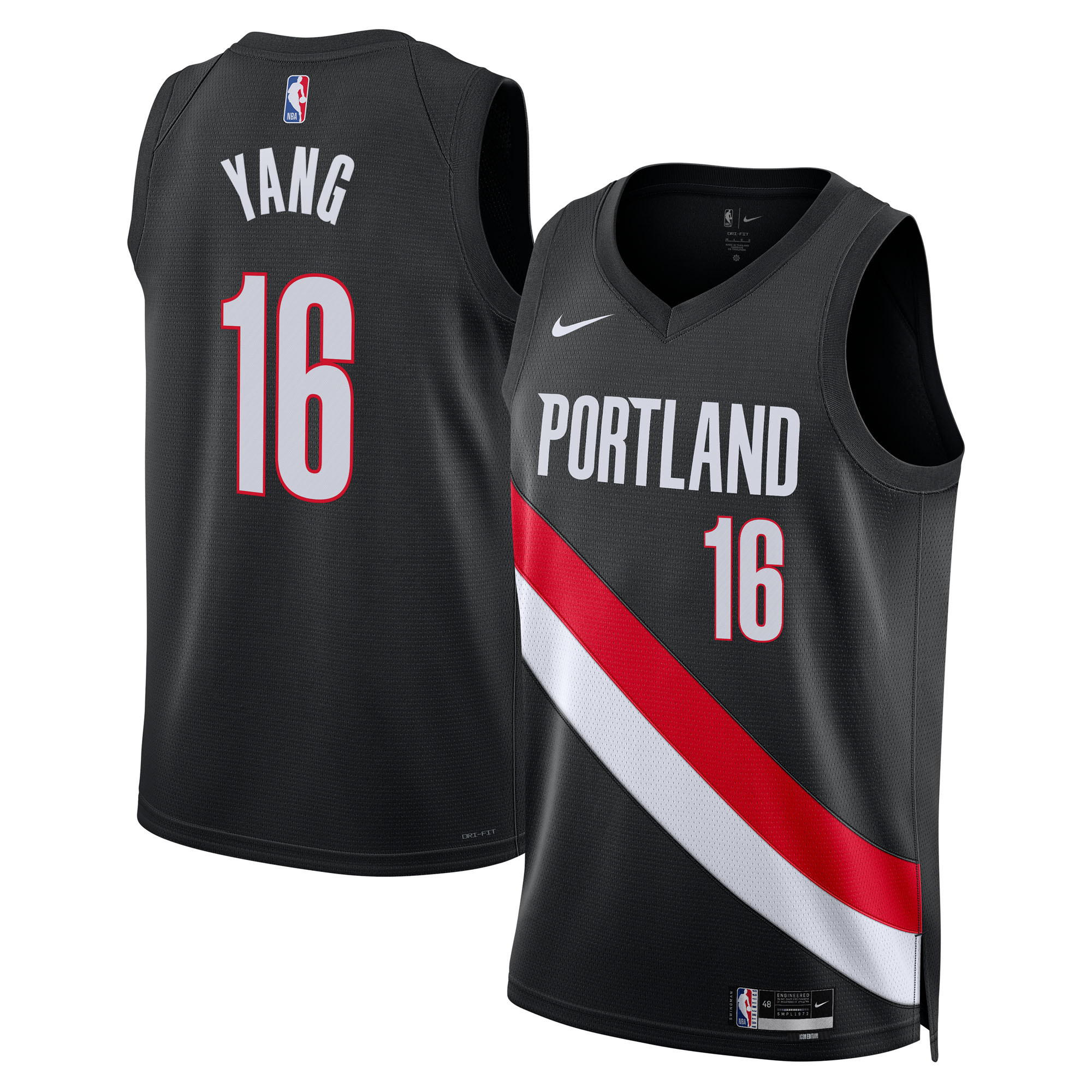 Yang Hansen Portland Trail Blazers Unisex Swingman Jersey - Icon Edition - Black