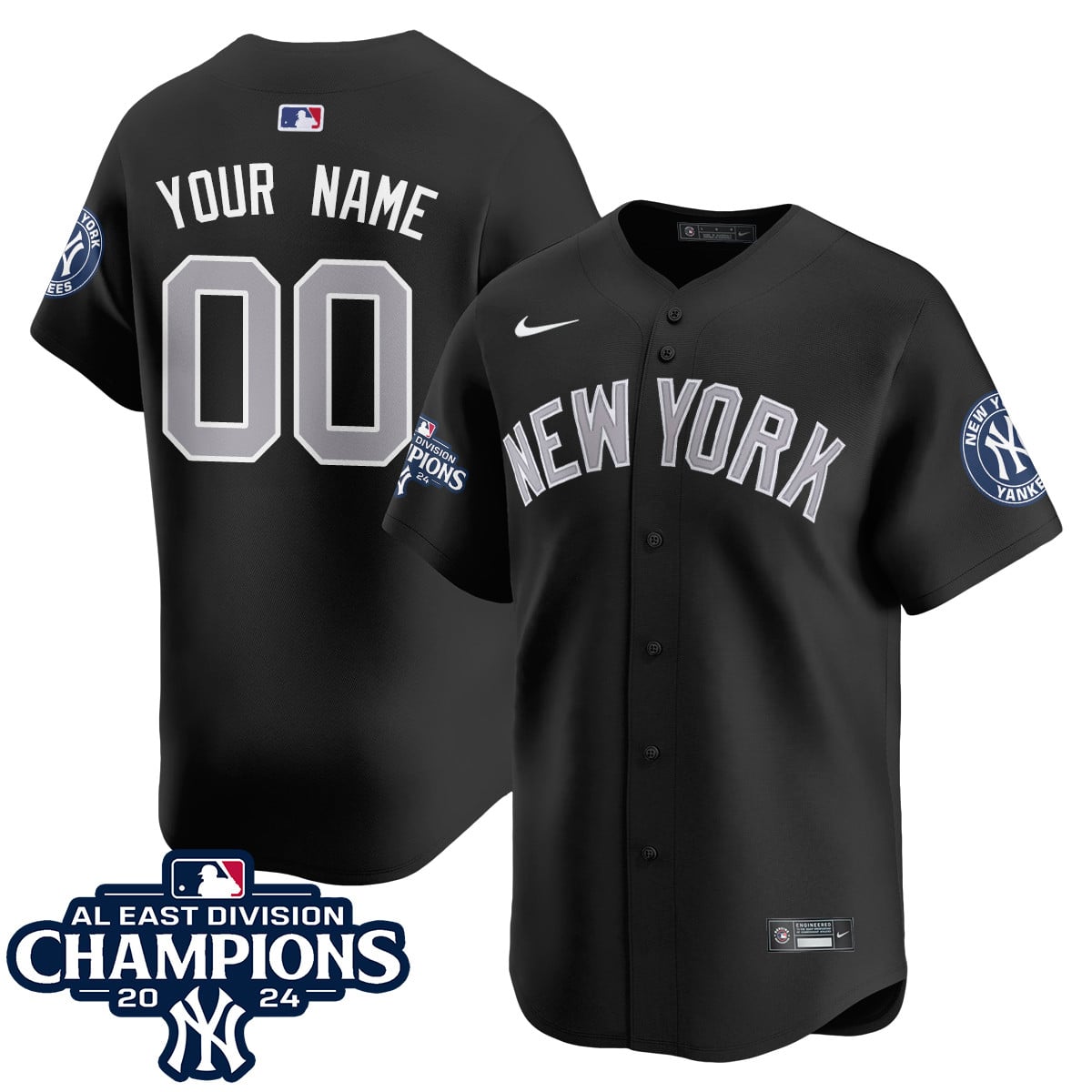 Yankees Black Custom Jersey - Nike - AL East Champs