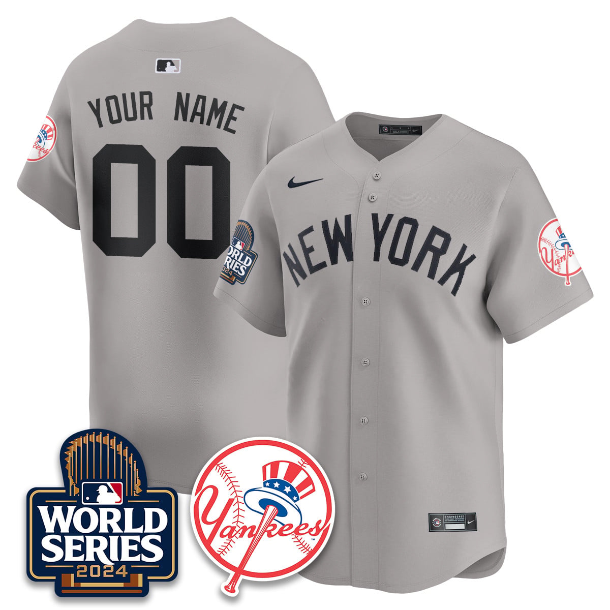 Yankees Gray Custom Jersey - Nike - World Series 2024