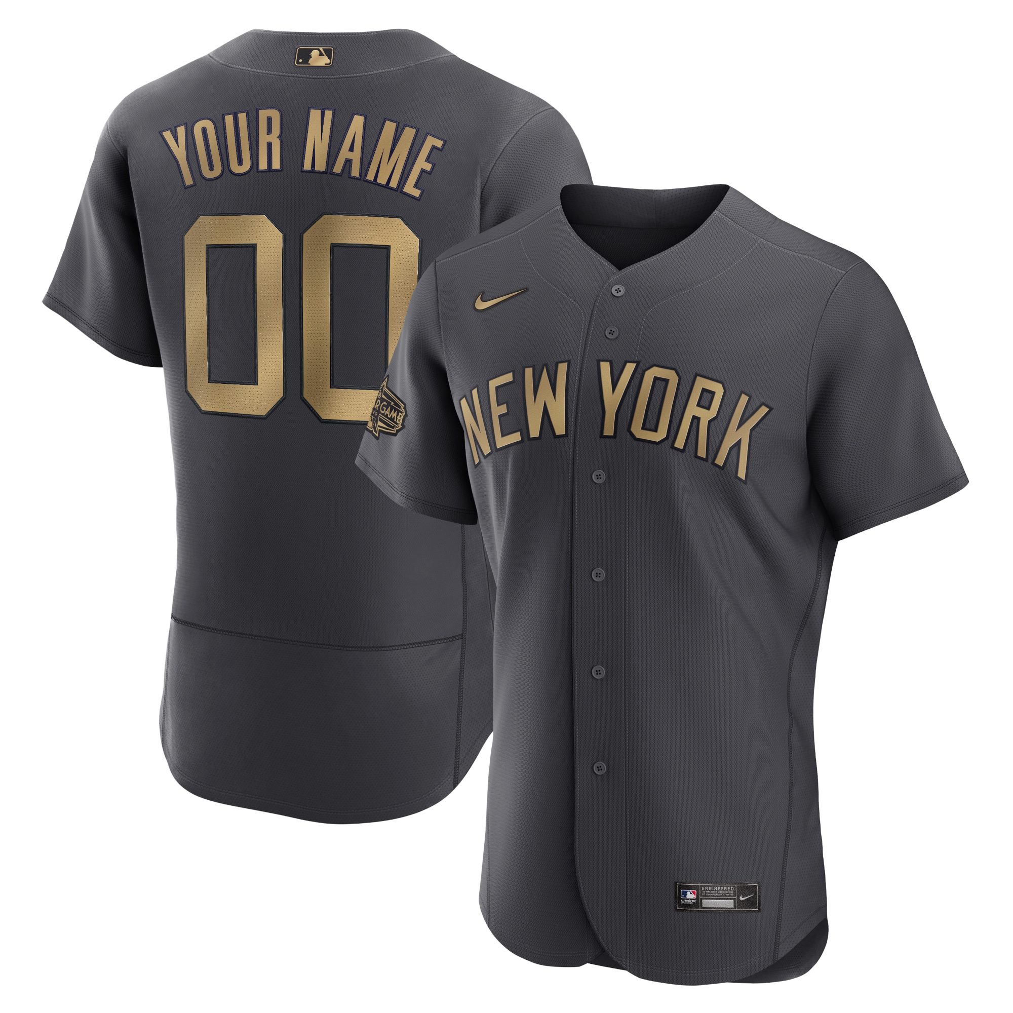 Yankees Gray Gold Jersey - Nike Yankees Gray Gold Custom Jersey - MLB