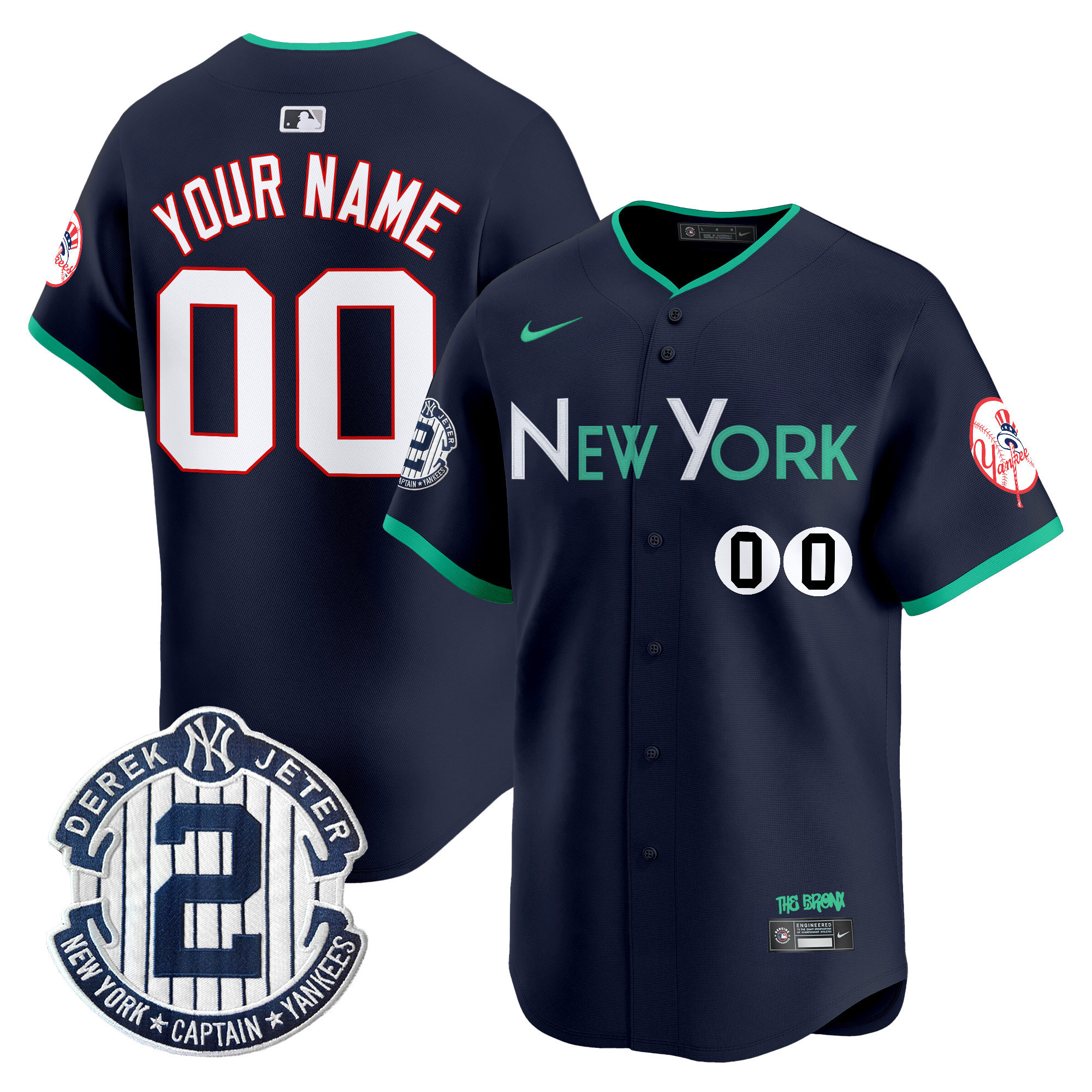 Yankees Navy Green Jersey - Nike Yankees Navy Alternate Jersey