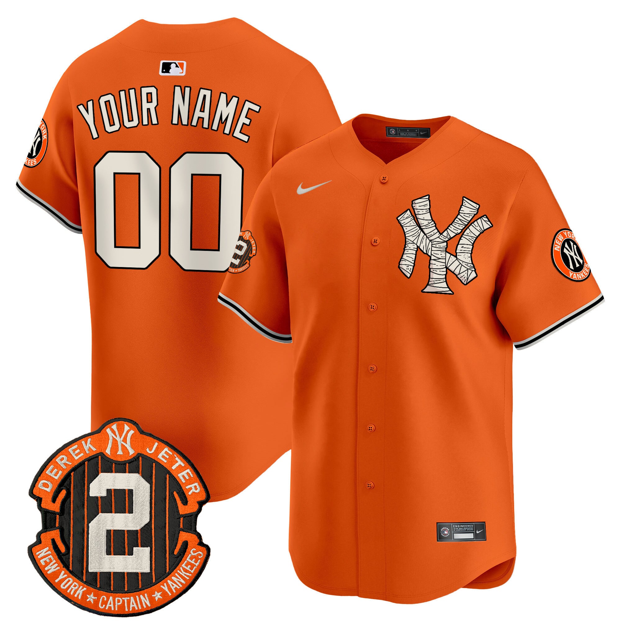 Yankees Orange Halloween Jersey - Nike - Custom Baseball