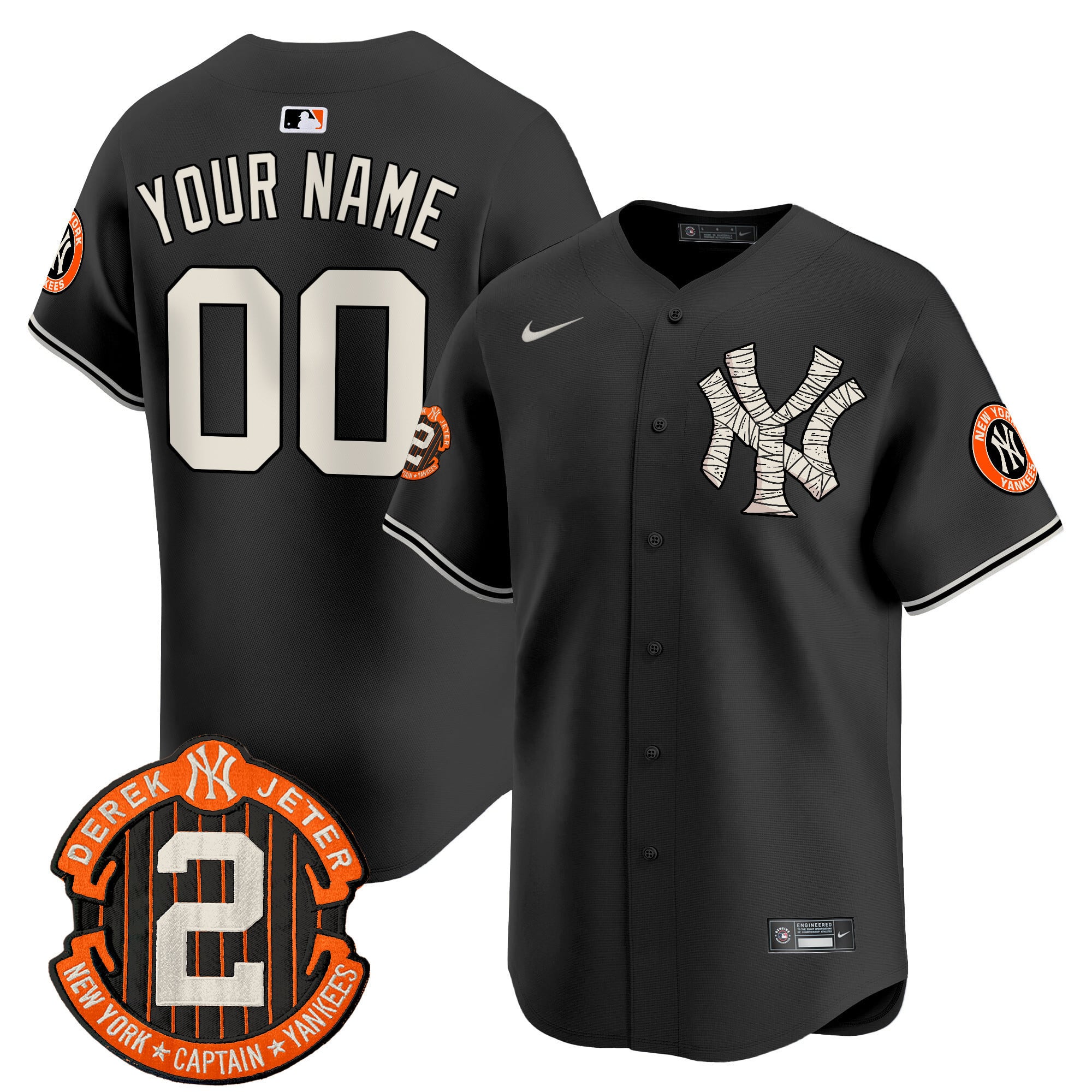Alternative view of Yankees Orange Halloween Jersey - Nike - Custom Baseball