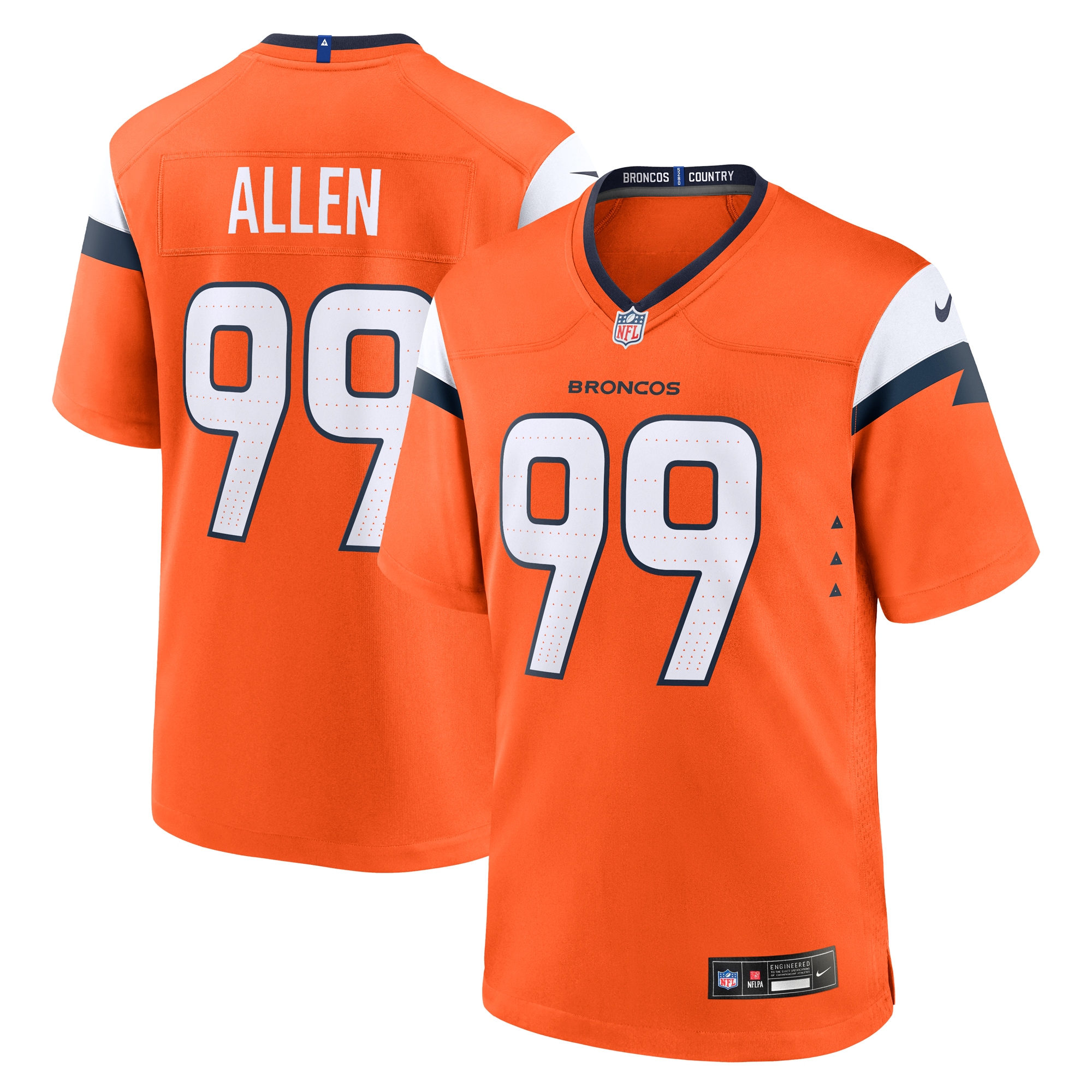 Zach Allen Denver Broncos Team Game Jersey - Orange