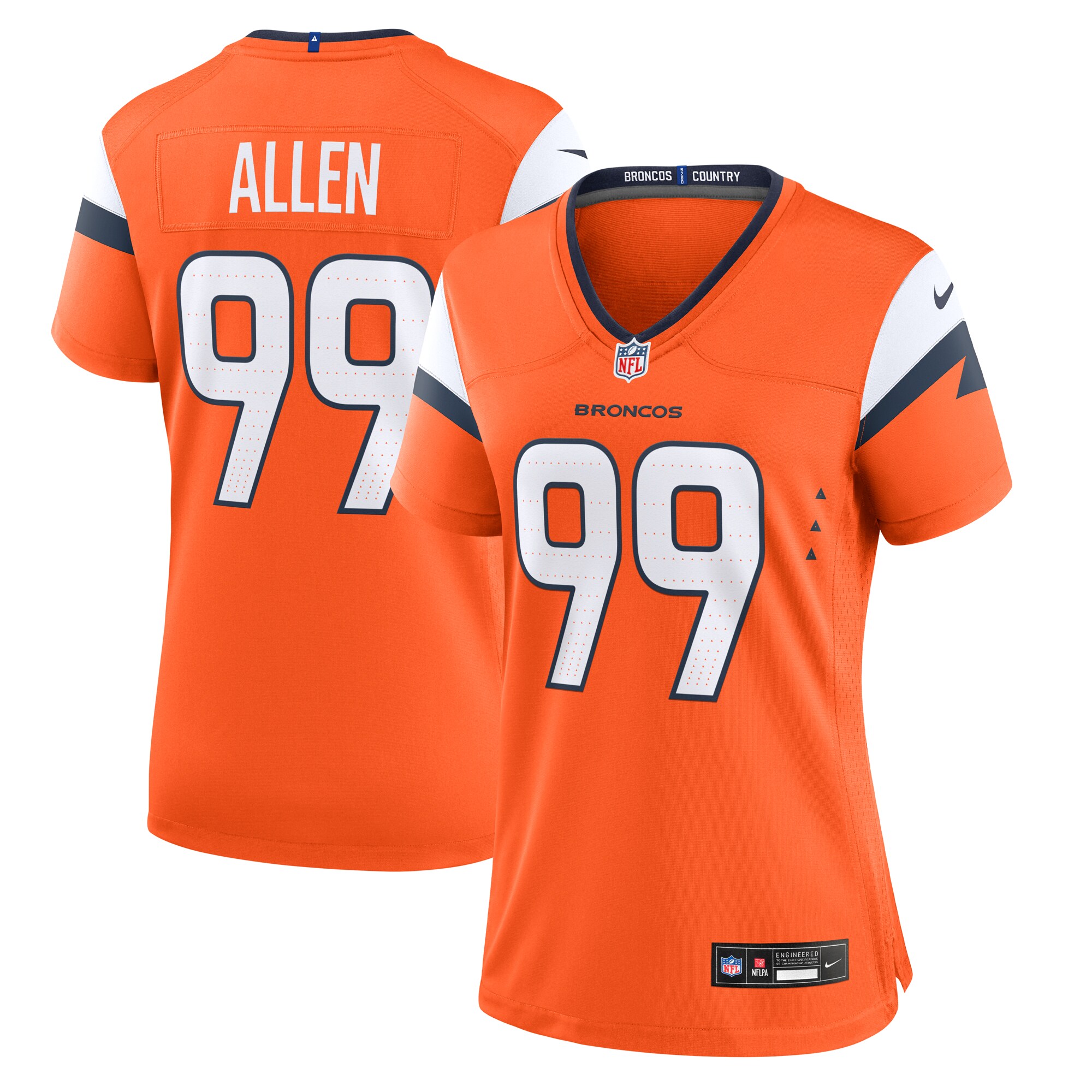 Zach Allen Denver Broncos Women's Team Game Jersey - Orange