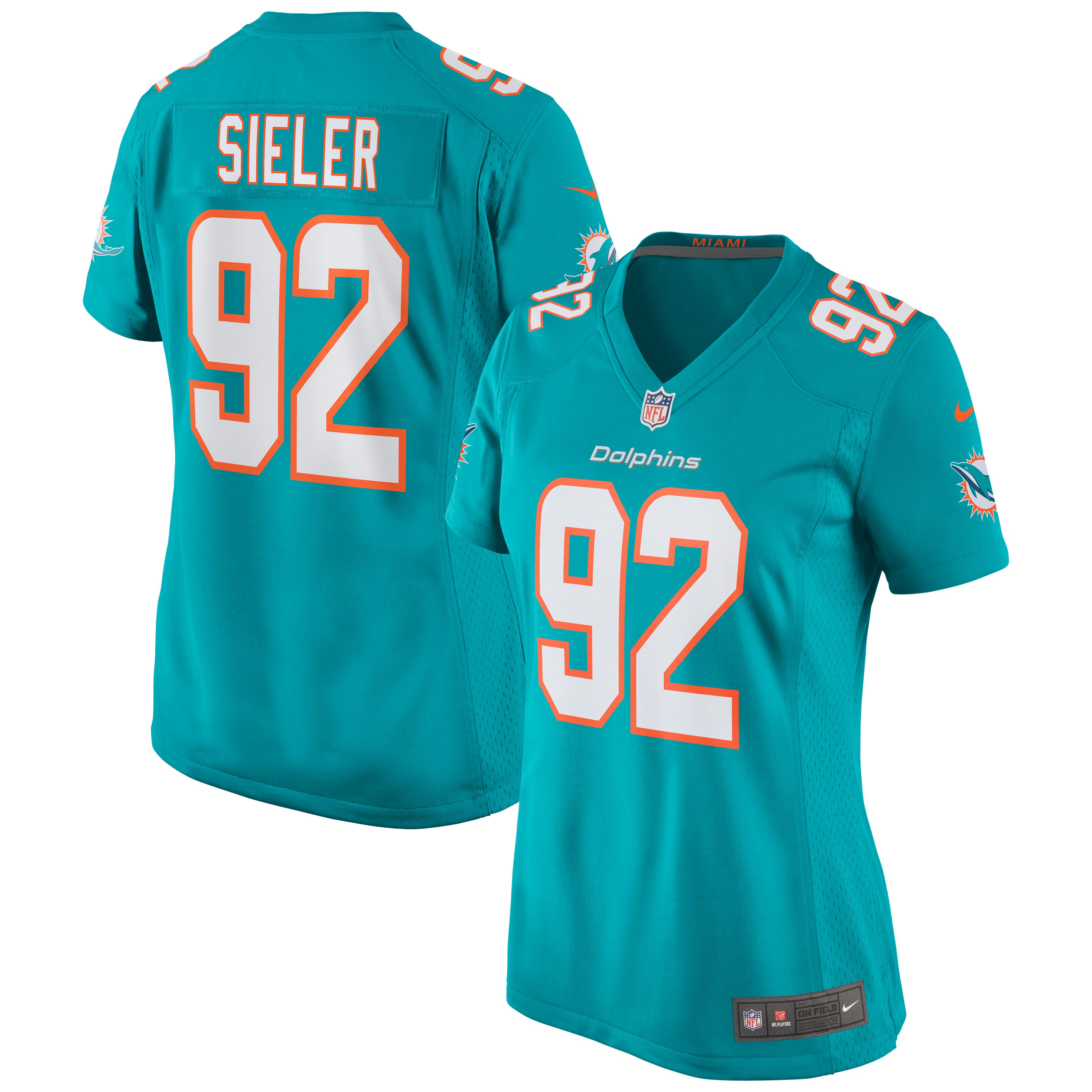 Zach Sieler Miami Dolphins Women's Game Jersey - Aqua