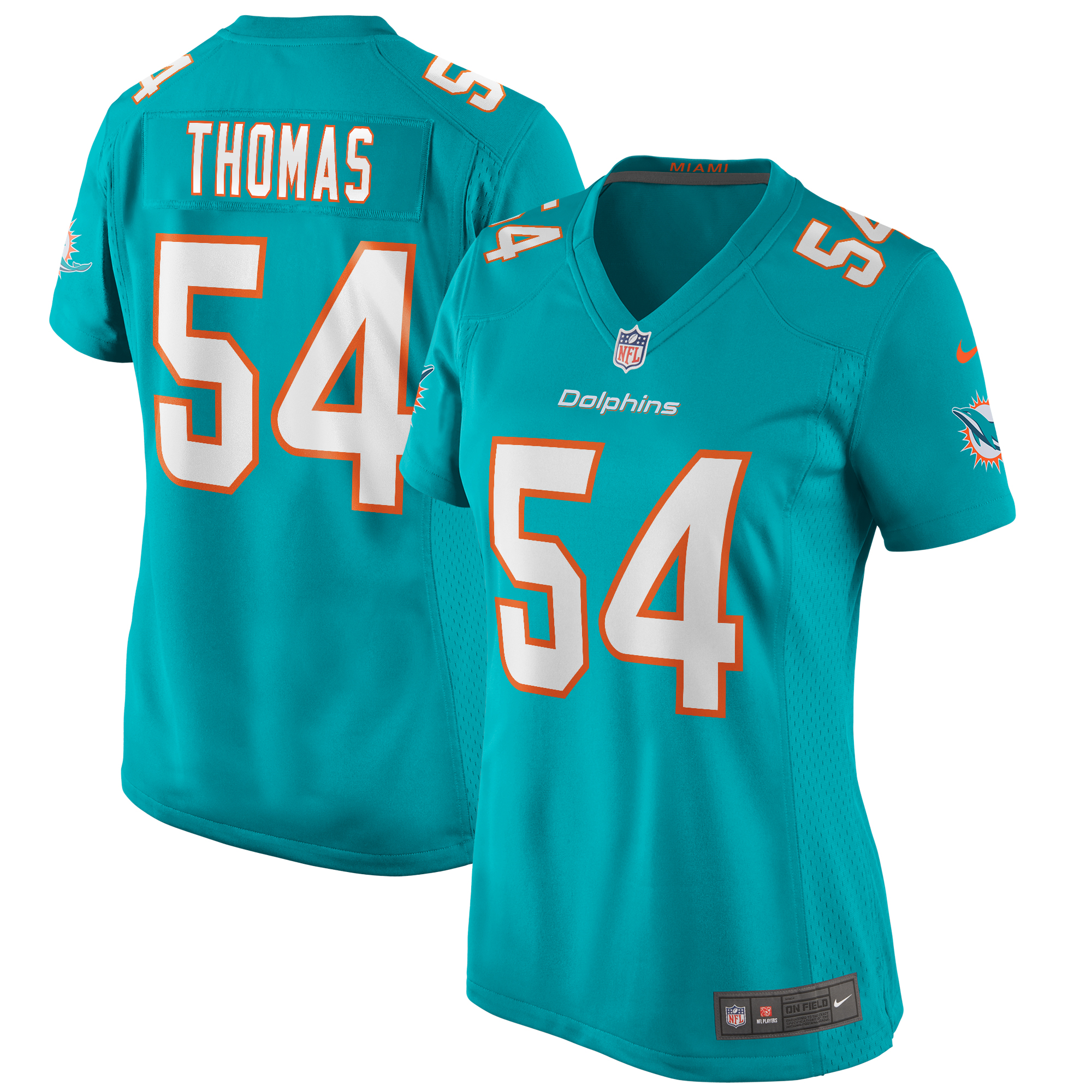 Zach Thomas Miami Dolphins Women's Game Retired Player Jersey - Aqua