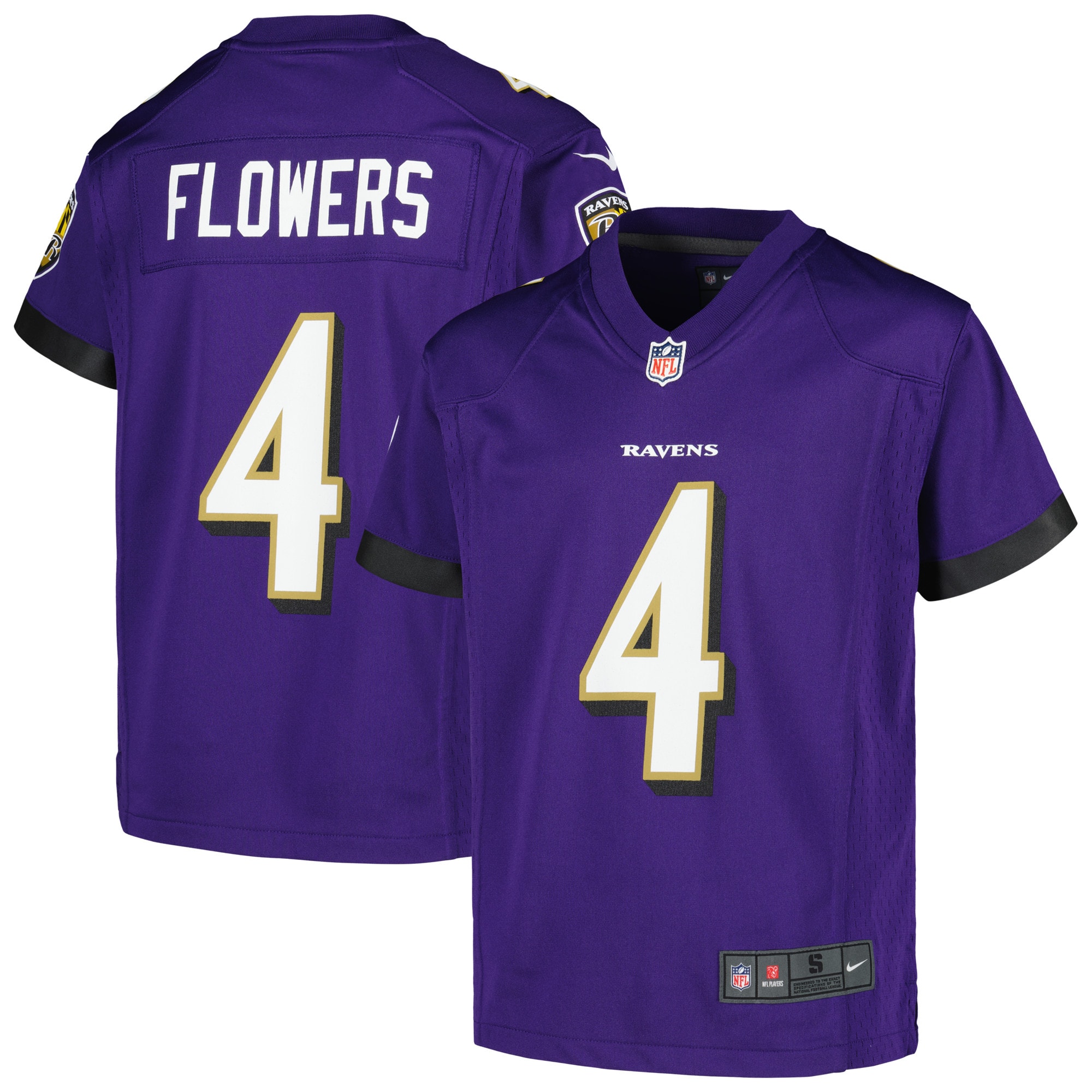 Zay Flowers Baltimore Ravens Youth Game Jersey - Purple