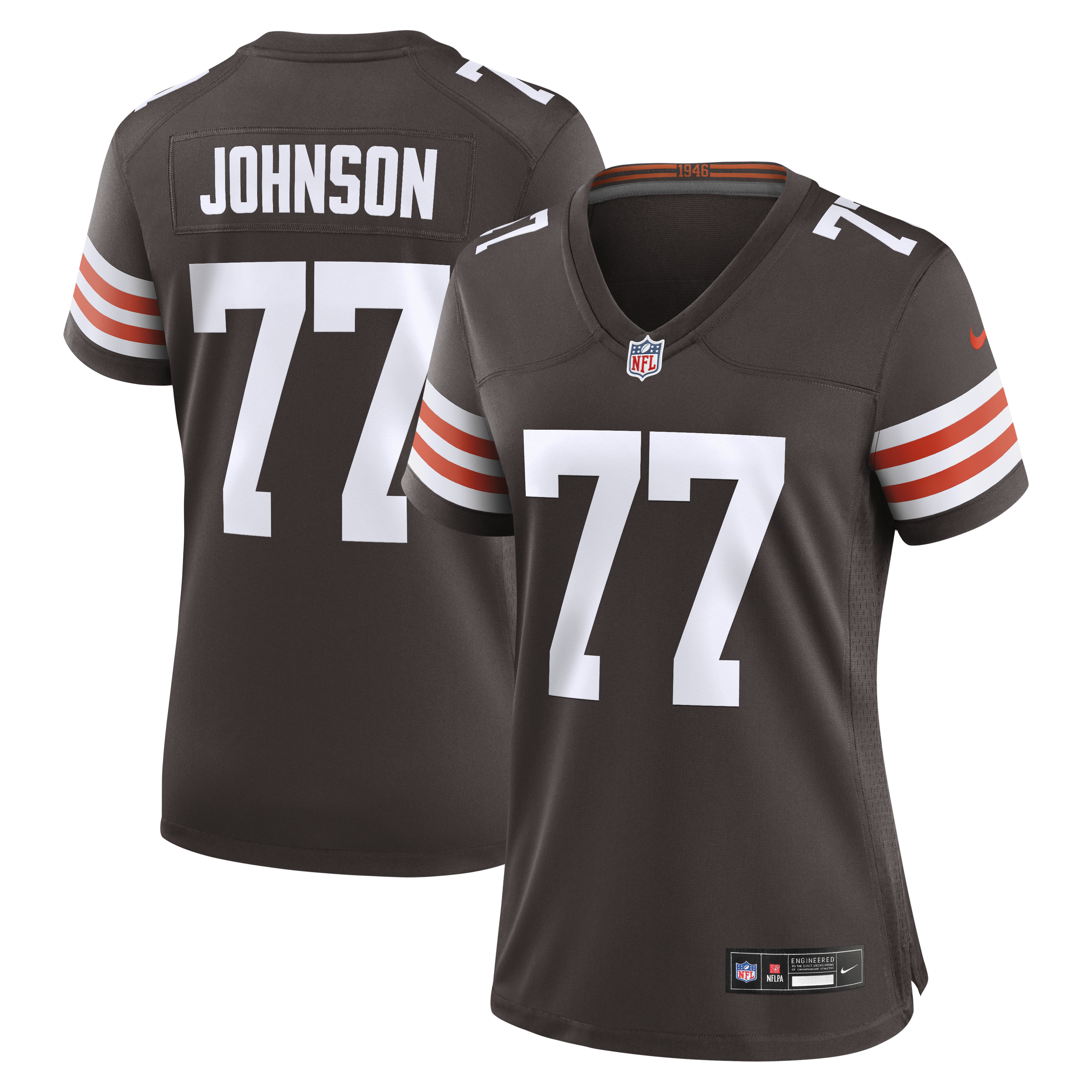 Zion Johnson Cleveland Browns Women's Team Game Jersey - Brown